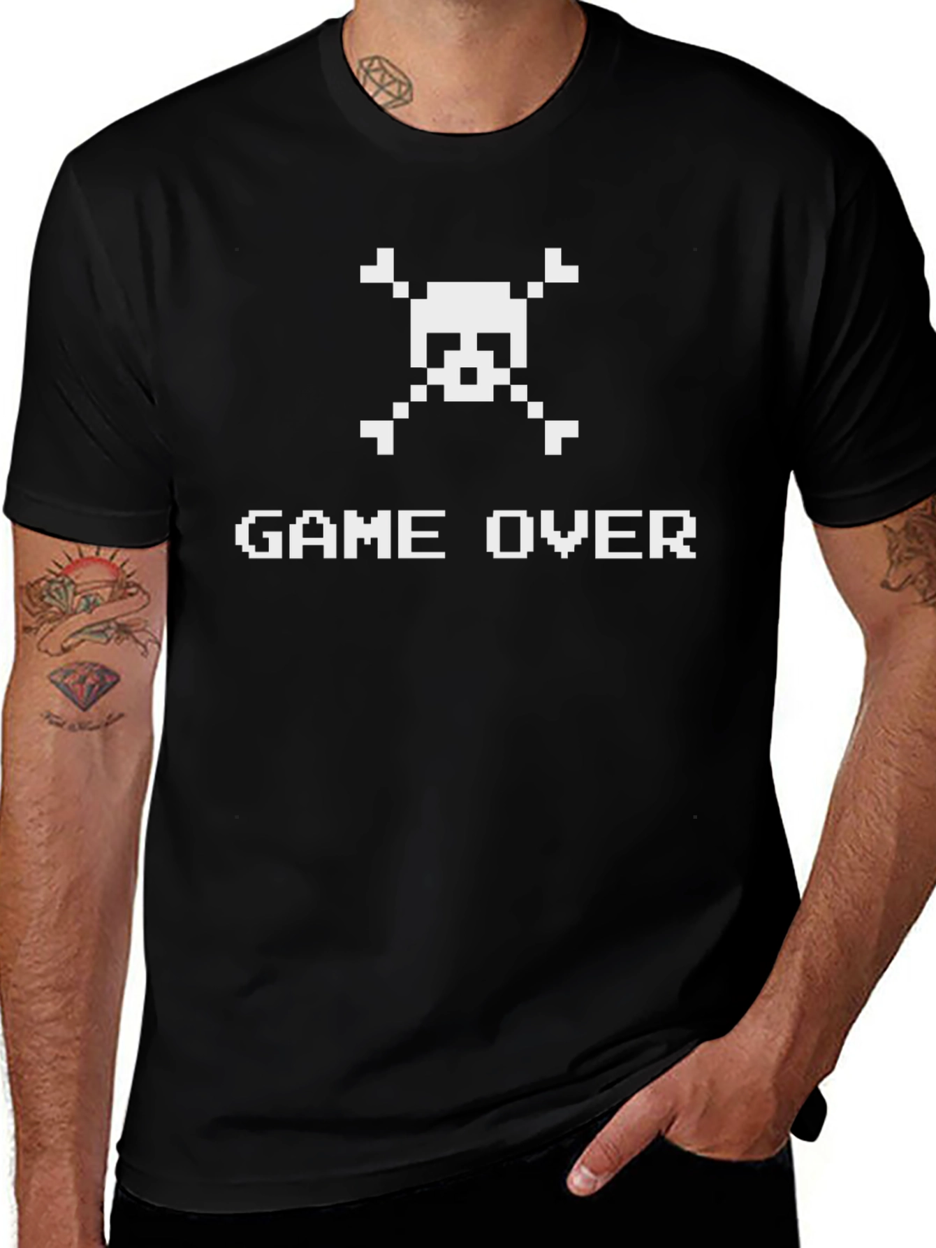 Pixel Game Over Skull T-Shirt - Gamer Style