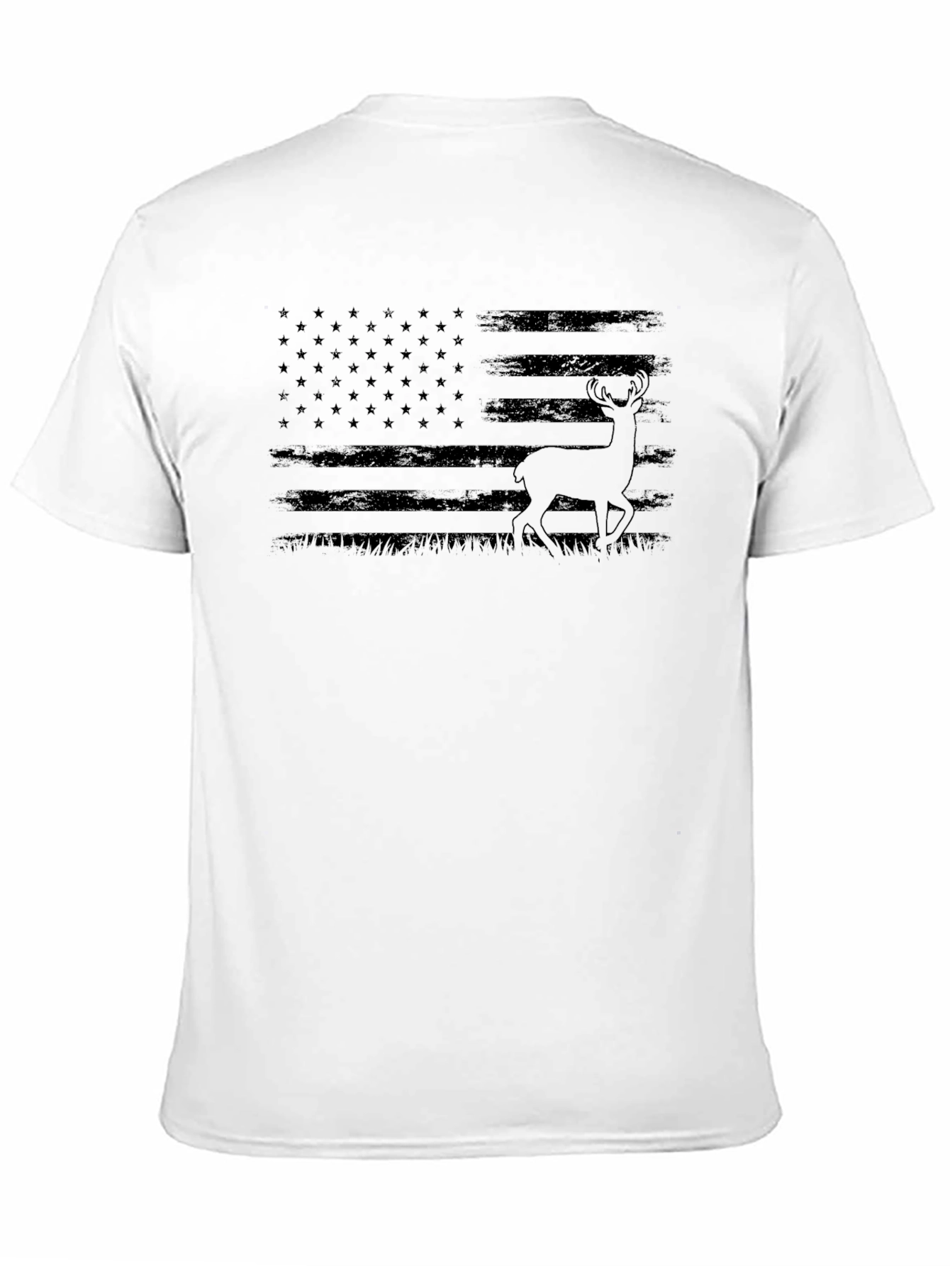 American Flag Deer Black T-Shirt