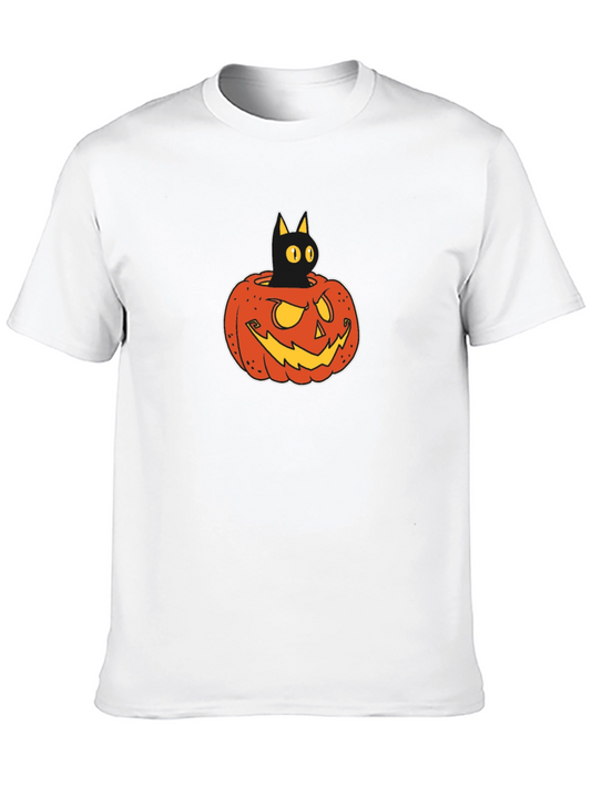 Black Cat in Pumpkin T-Shirt - Halloween Tee