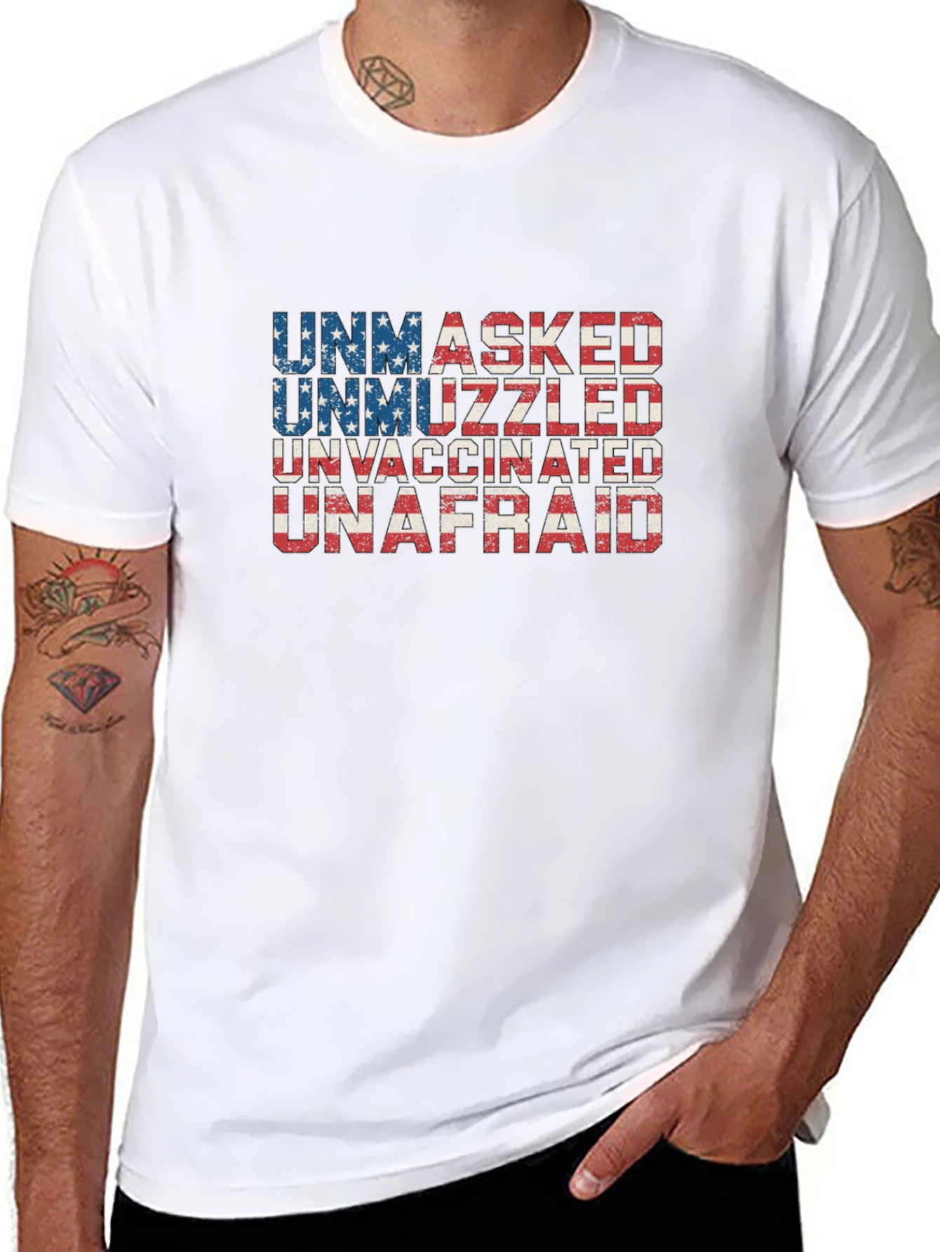 Unmasked Unmuzzled Unvaccinated Unafraid T-Shirt