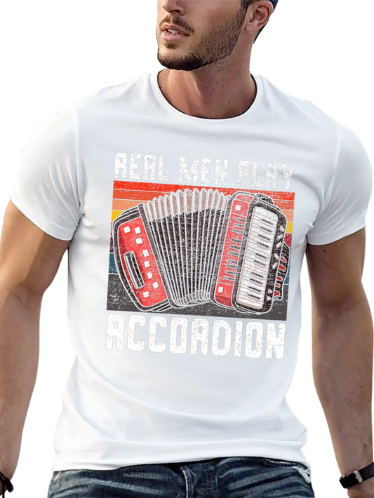 Real Men Play Accordion Graphic Tee - Musician Gift