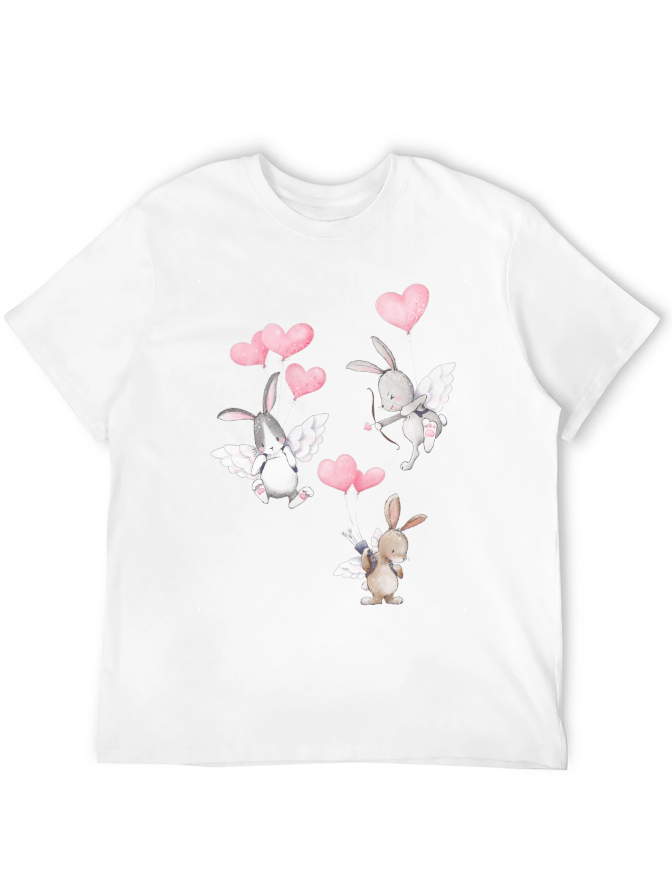 Bunny Cupid Valentines Day Black T-Shirt