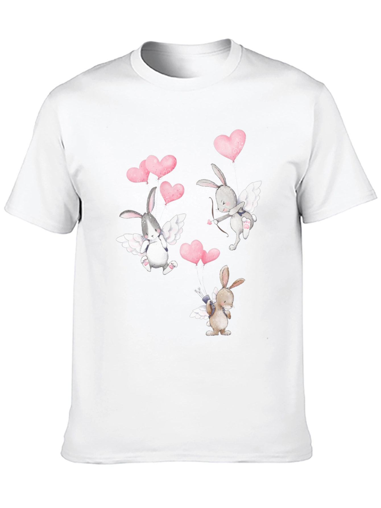 Bunny Cupid Valentines Day Black T-Shirt