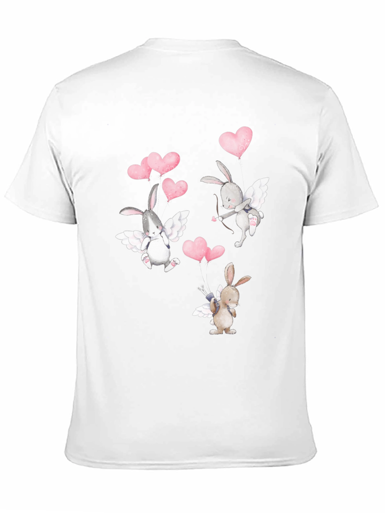 Bunny Cupid Valentines Day Black T-Shirt