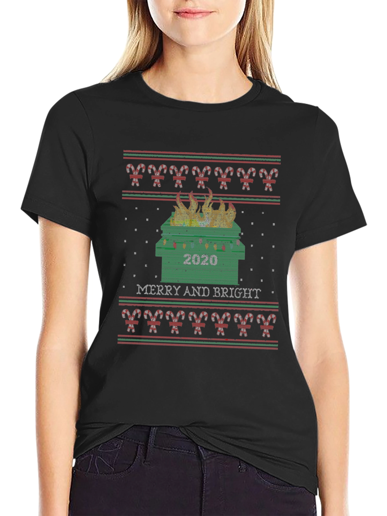 2020 Dumpster Fire Christmas Ugly Sweater Tee