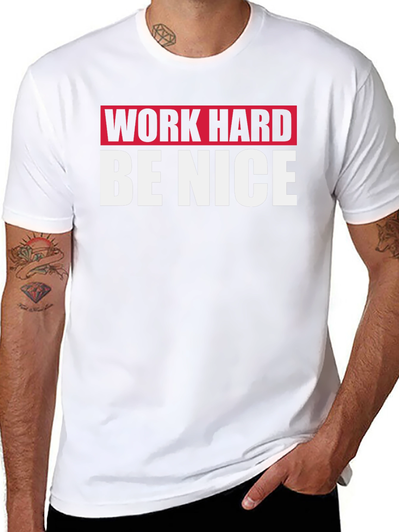 Work Hard Be Nice Black Graphic T-Shirt