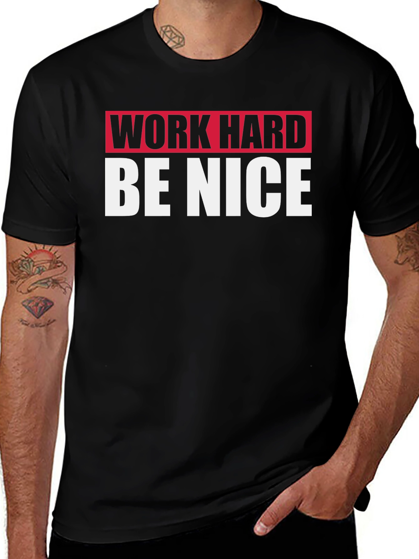 Work Hard Be Nice Black Graphic T-Shirt