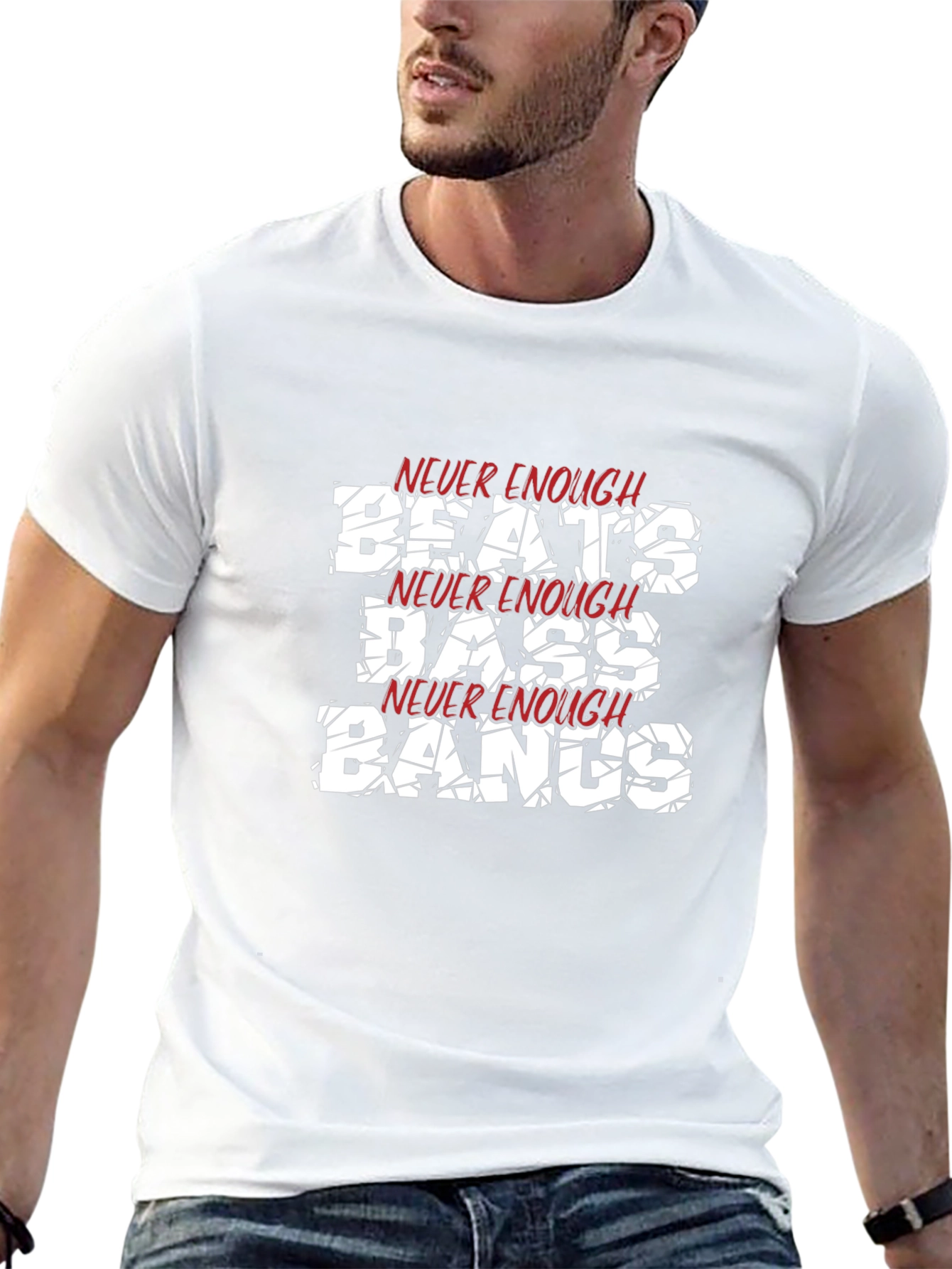 Never Enough Beats Bass Bangs Black T-Shirt