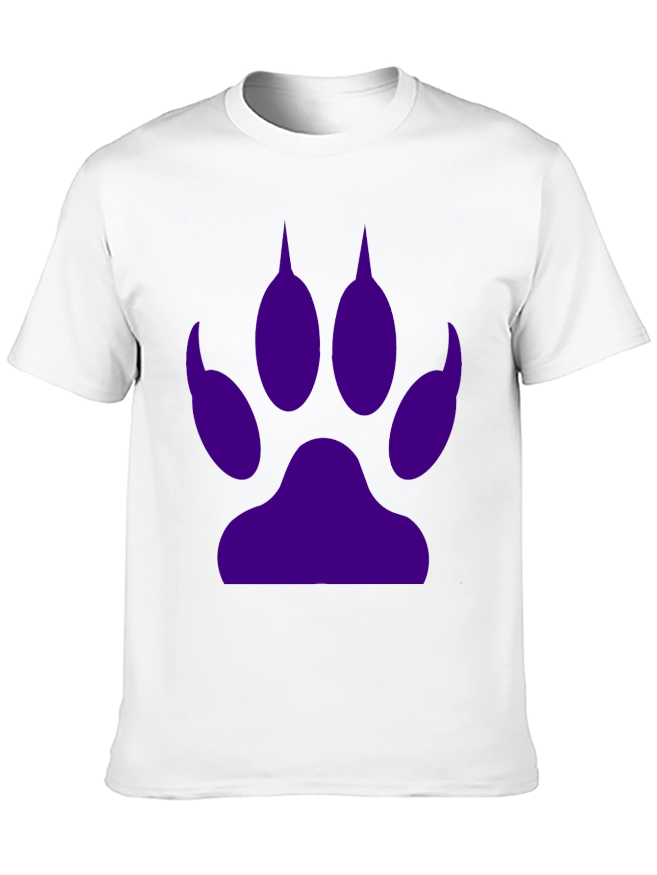 Purple Paw Print Graphic Tee - Casual Black T-Shirt