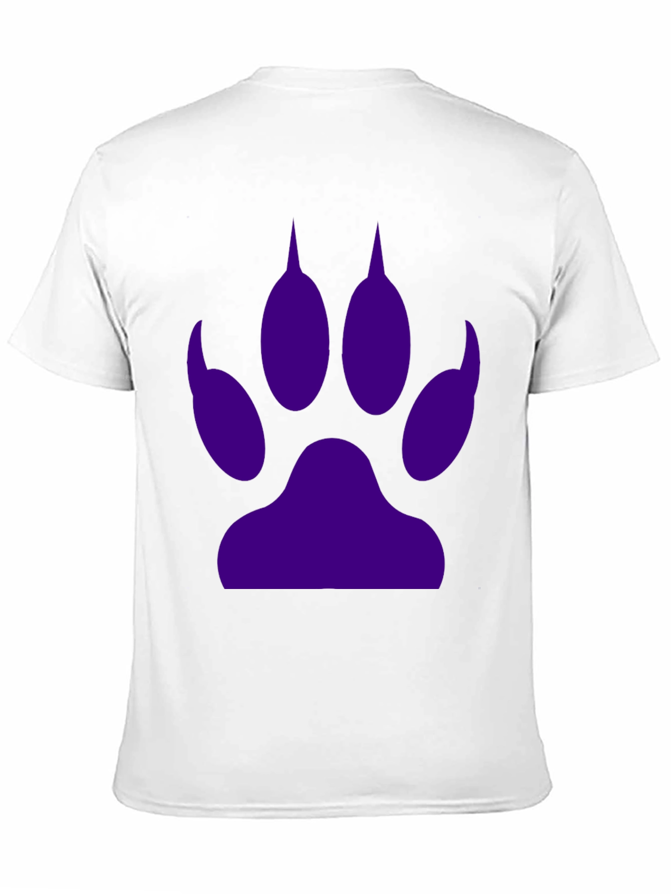 Purple Paw Print Graphic Tee - Casual Black T-Shirt