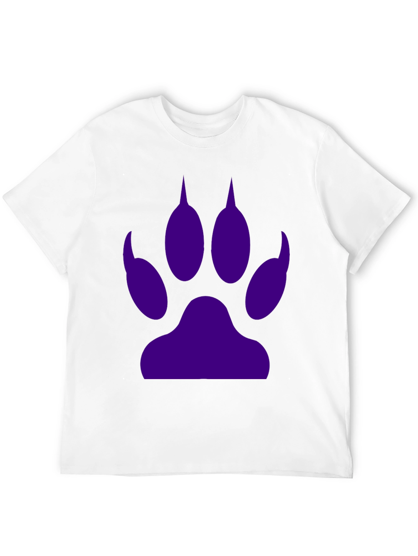 Purple Paw Print Graphic Tee - Casual Black T-Shirt