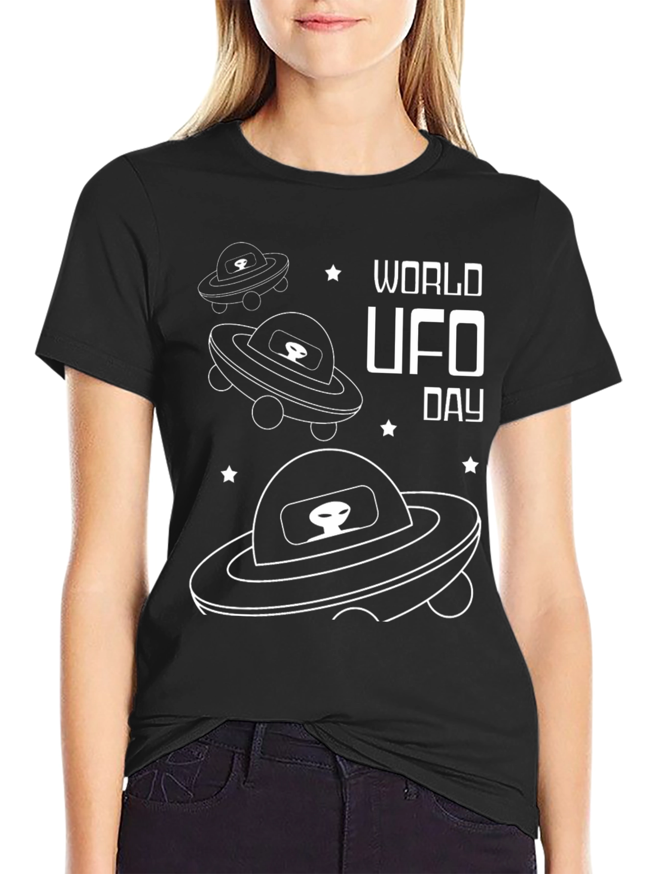 World UFO Day Black Graphic Tee