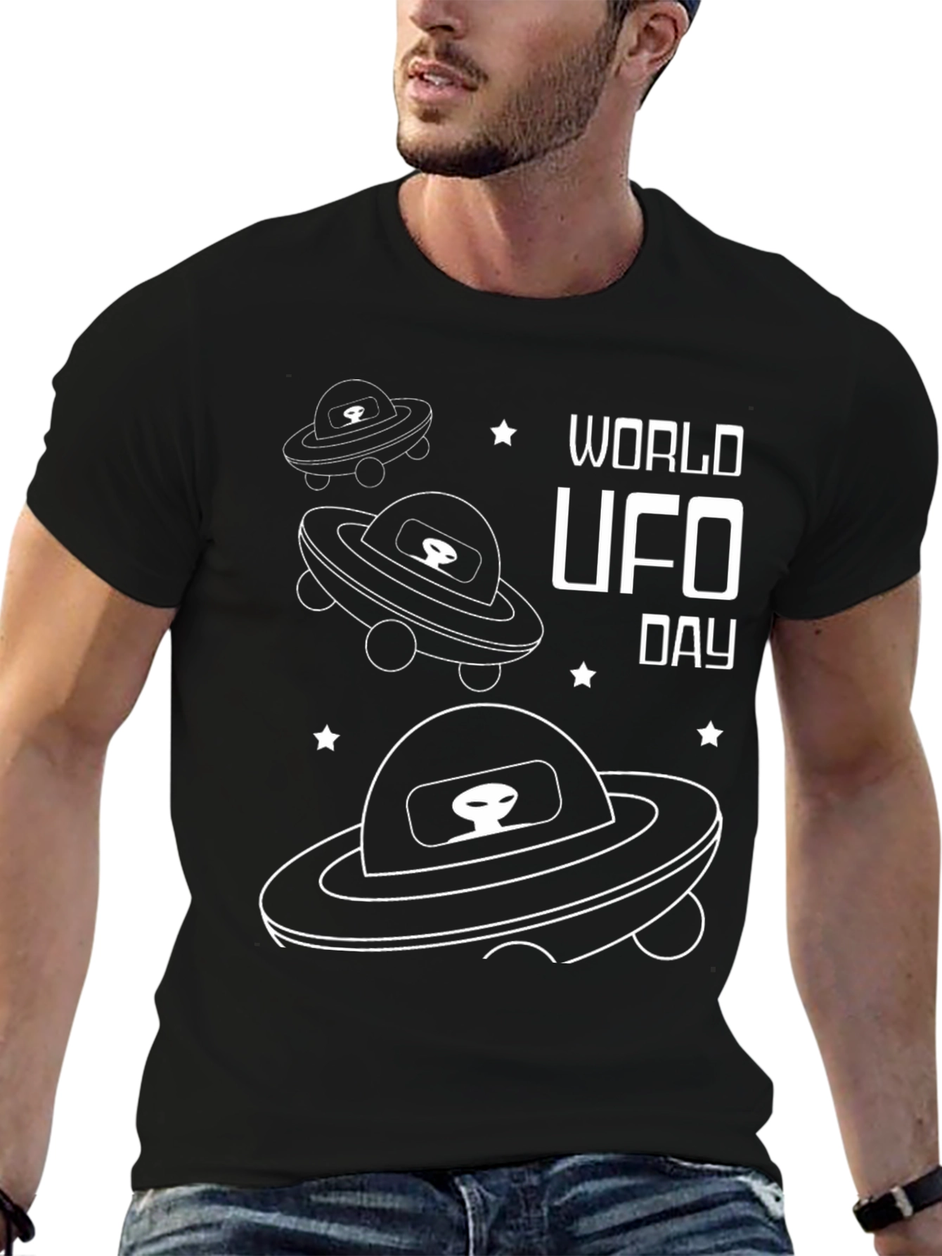 World UFO Day Black Graphic Tee