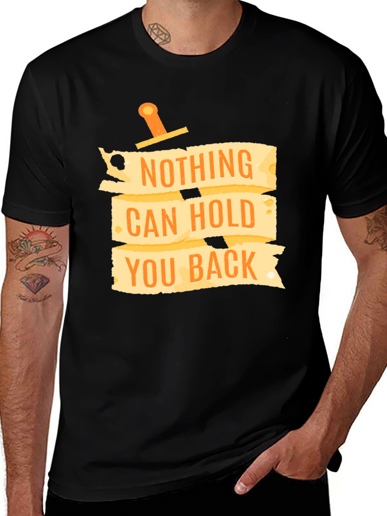 Motivational Black T-Shirt: Nothing Can Hold You Back
