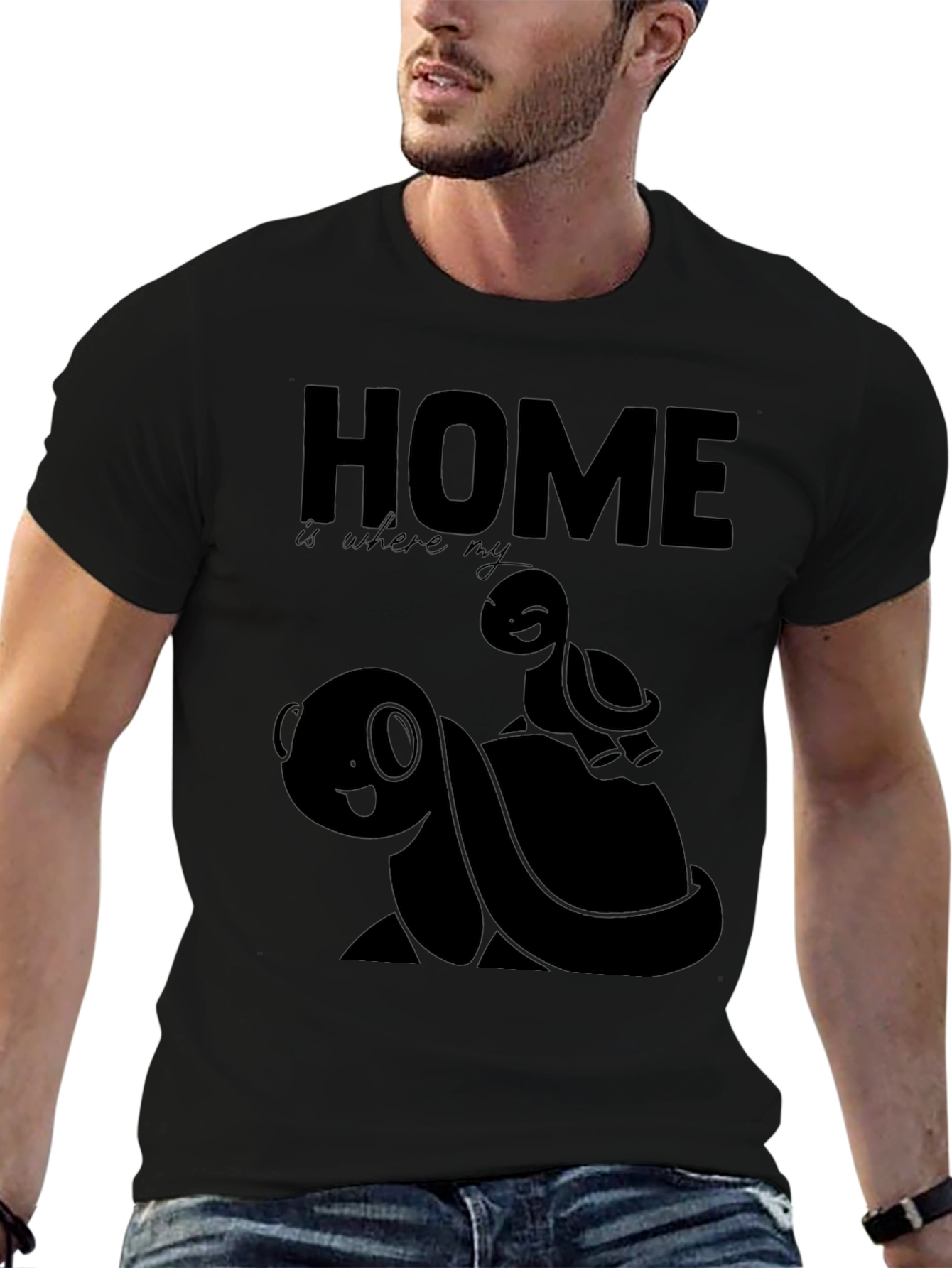 Home Turtle Graphic Tee - Mens Black T-Shirt