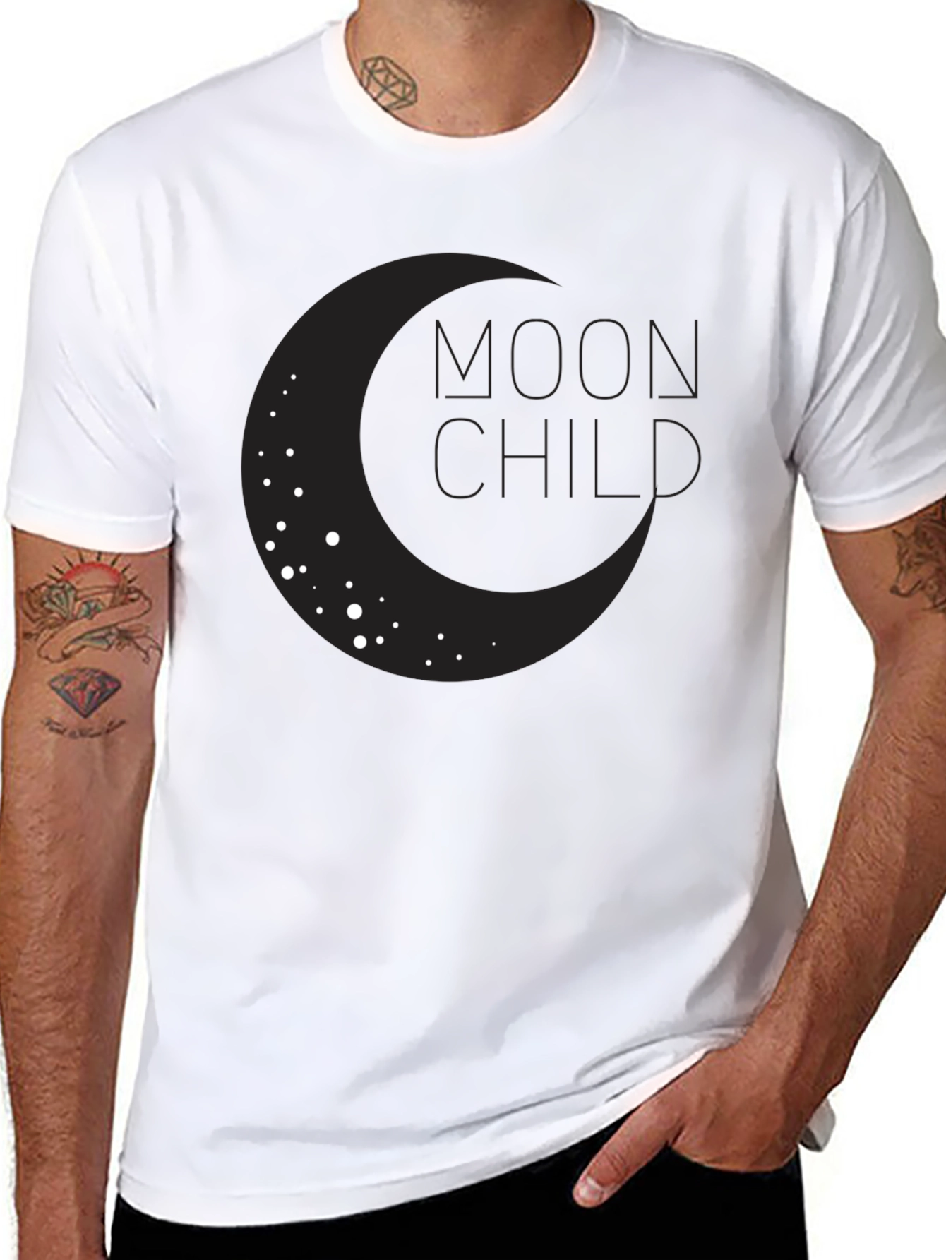Moon Child Graphic Tee - Black Cotton T-Shirt