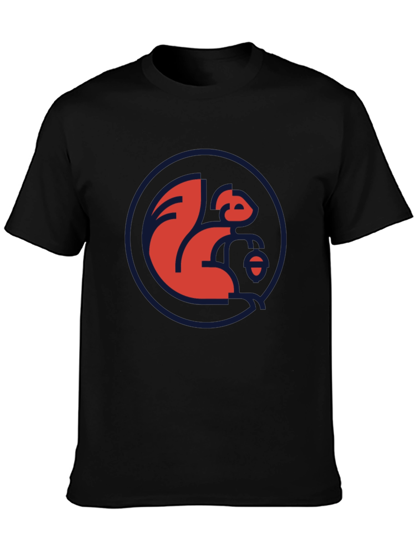 Red Squirrel Logo Black T-Shirt - Casual Style