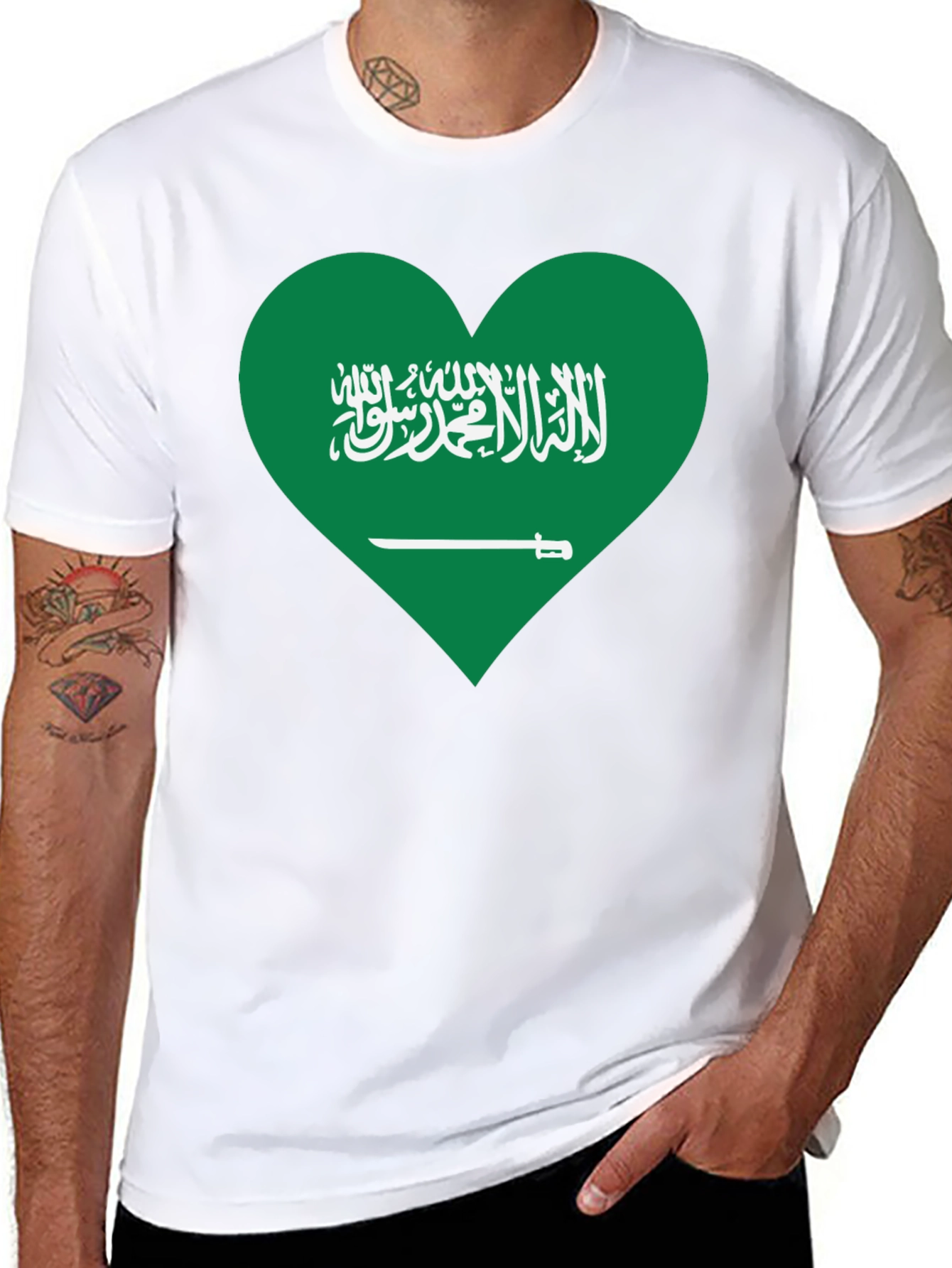 Saudi Arabia Flag Heart Graphic T-Shirt