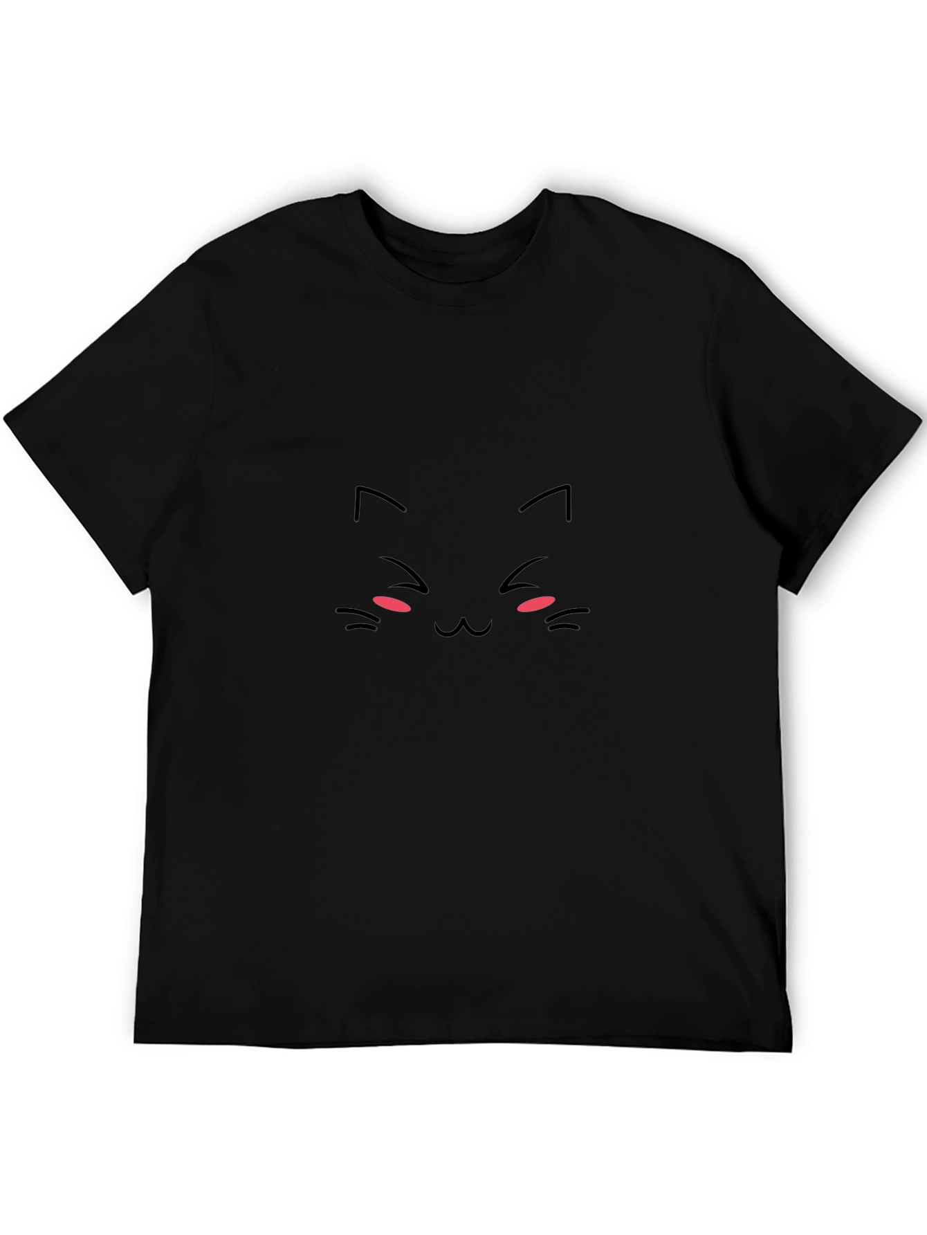 Cute Angry Cat Face Graphic Black T-Shirt