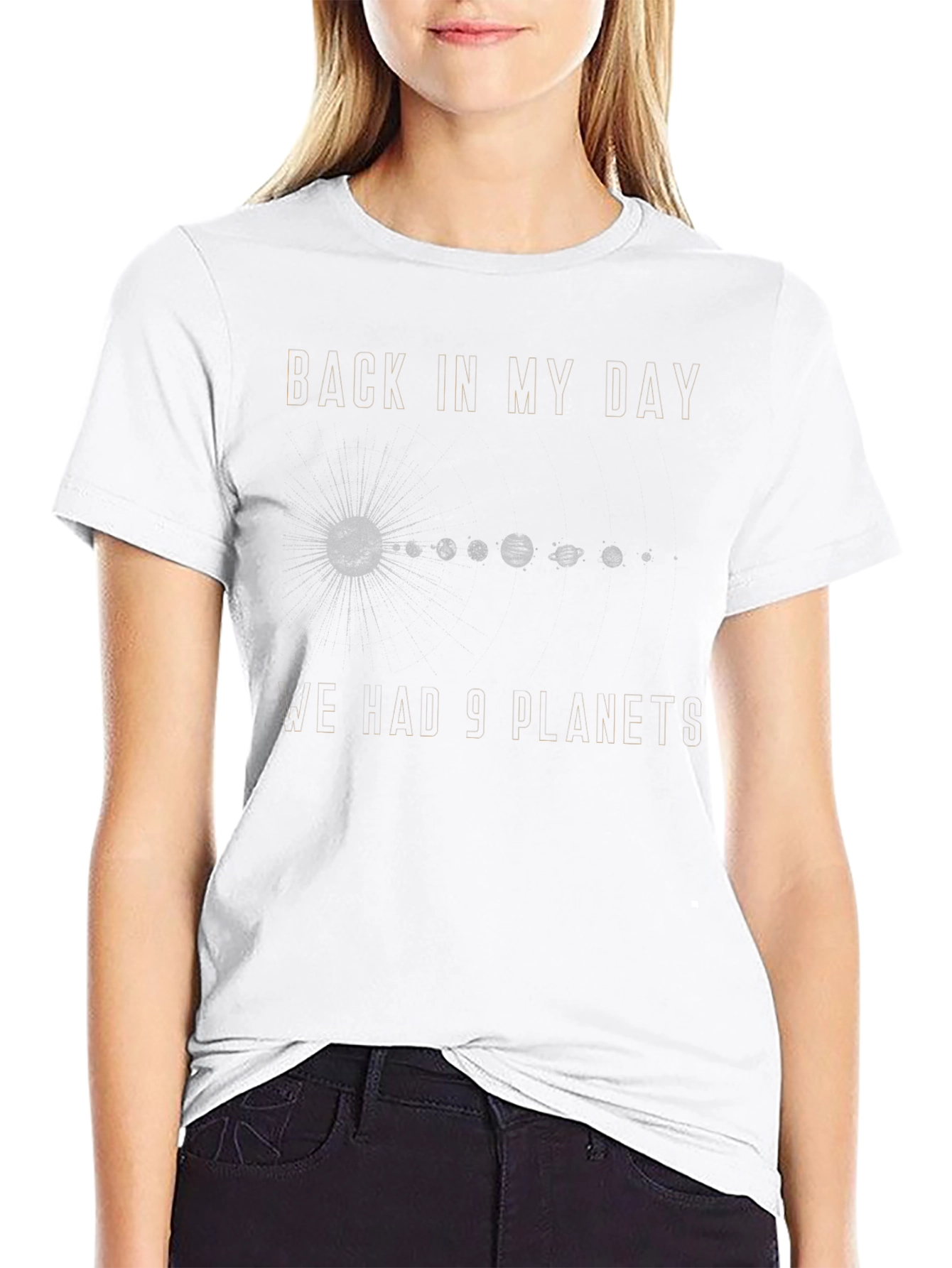 Retro 9 Planets Graphic Tee - Space Nostalgia Shirt