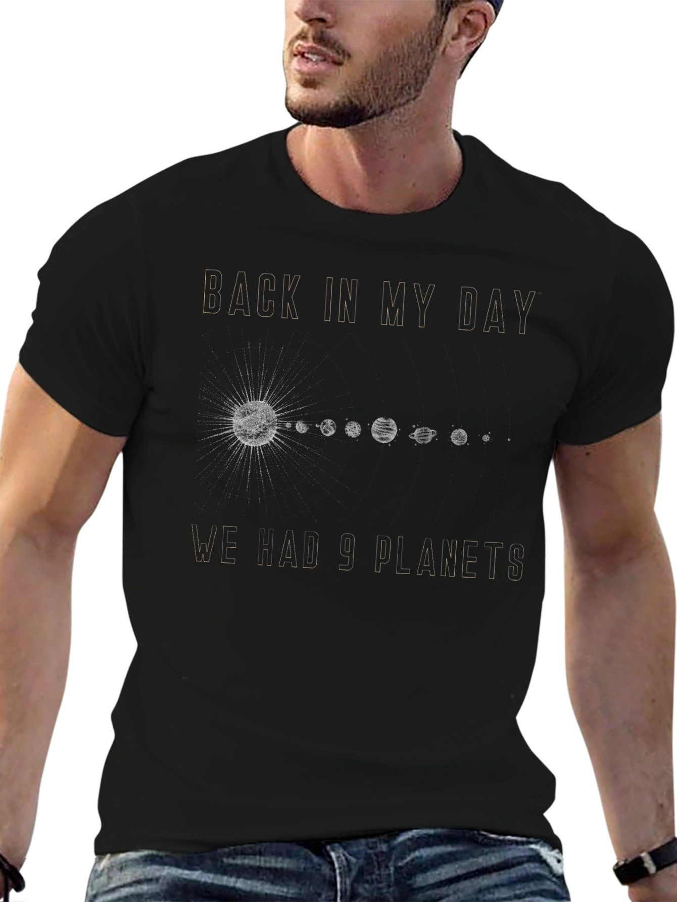 Retro 9 Planets Graphic Tee - Space Nostalgia Shirt