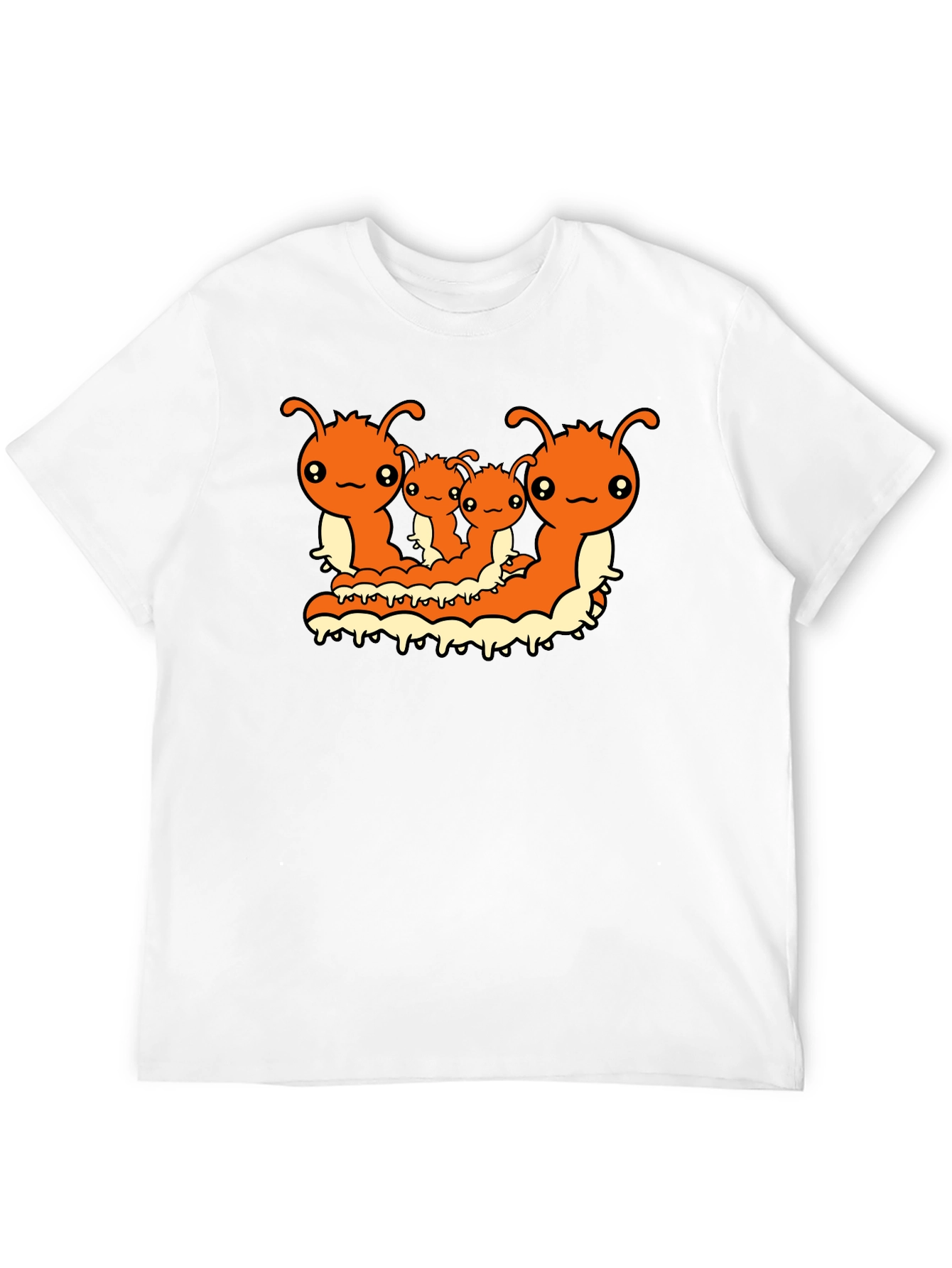 Cute Caterpillar Family T-Shirt - Black Cotton Tee