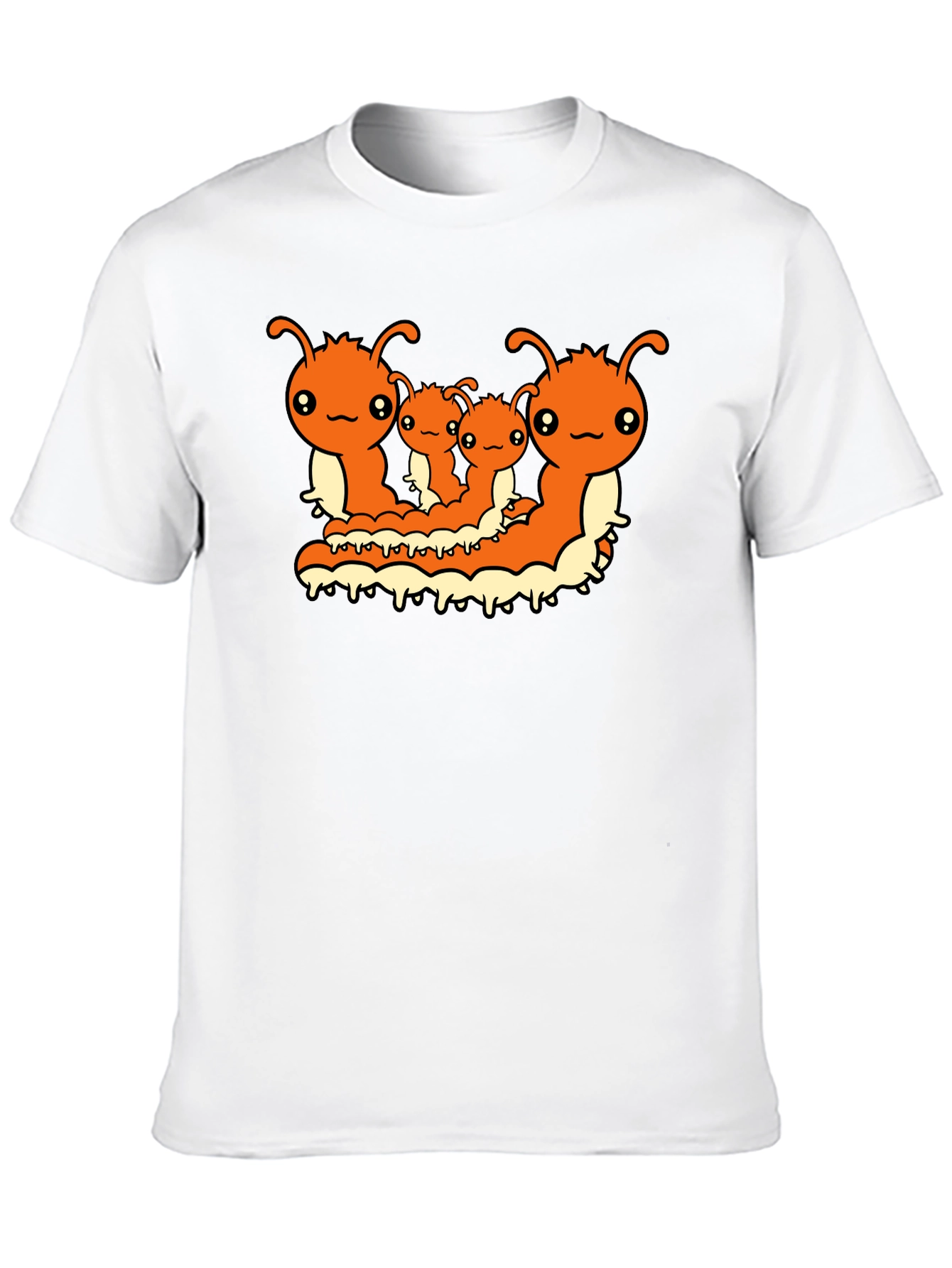 Cute Caterpillar Family T-Shirt - Black Cotton Tee
