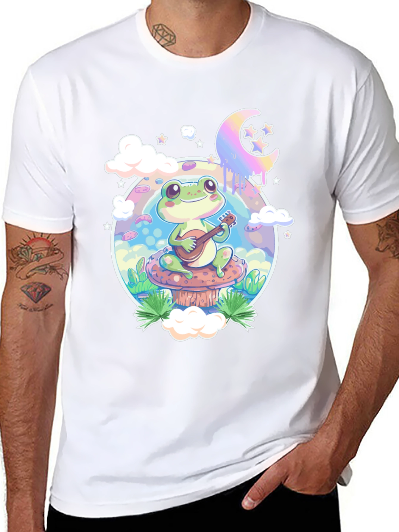 Frog Mushroom Guitarist Graphic Tee