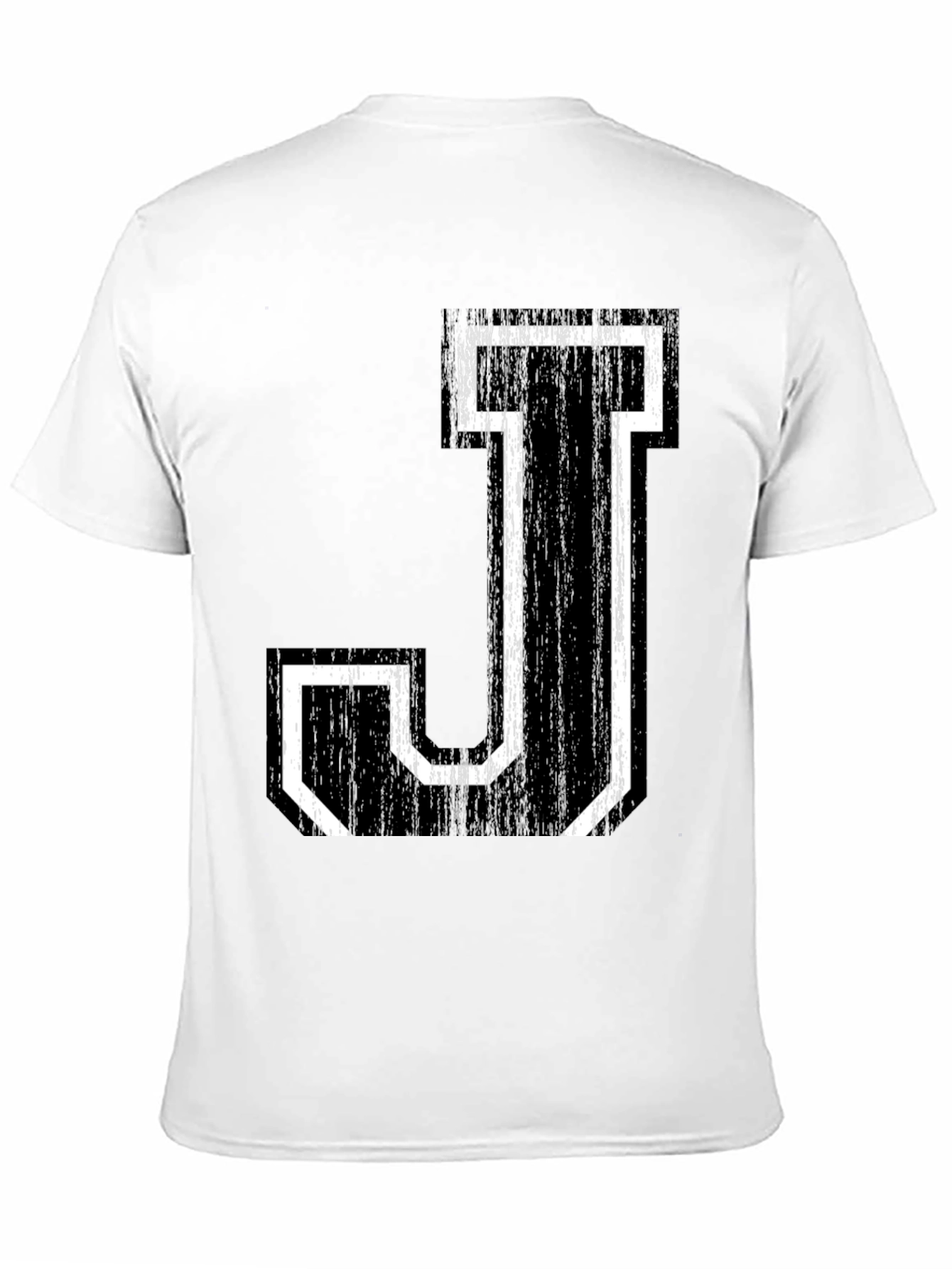 Letter J Graphic Tee - Black Cotton Shirt