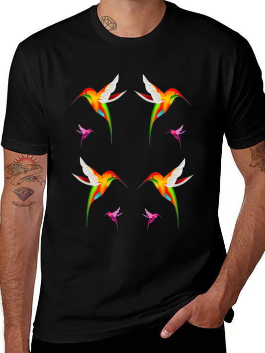 Hummingbird Graphic Print Black Tee