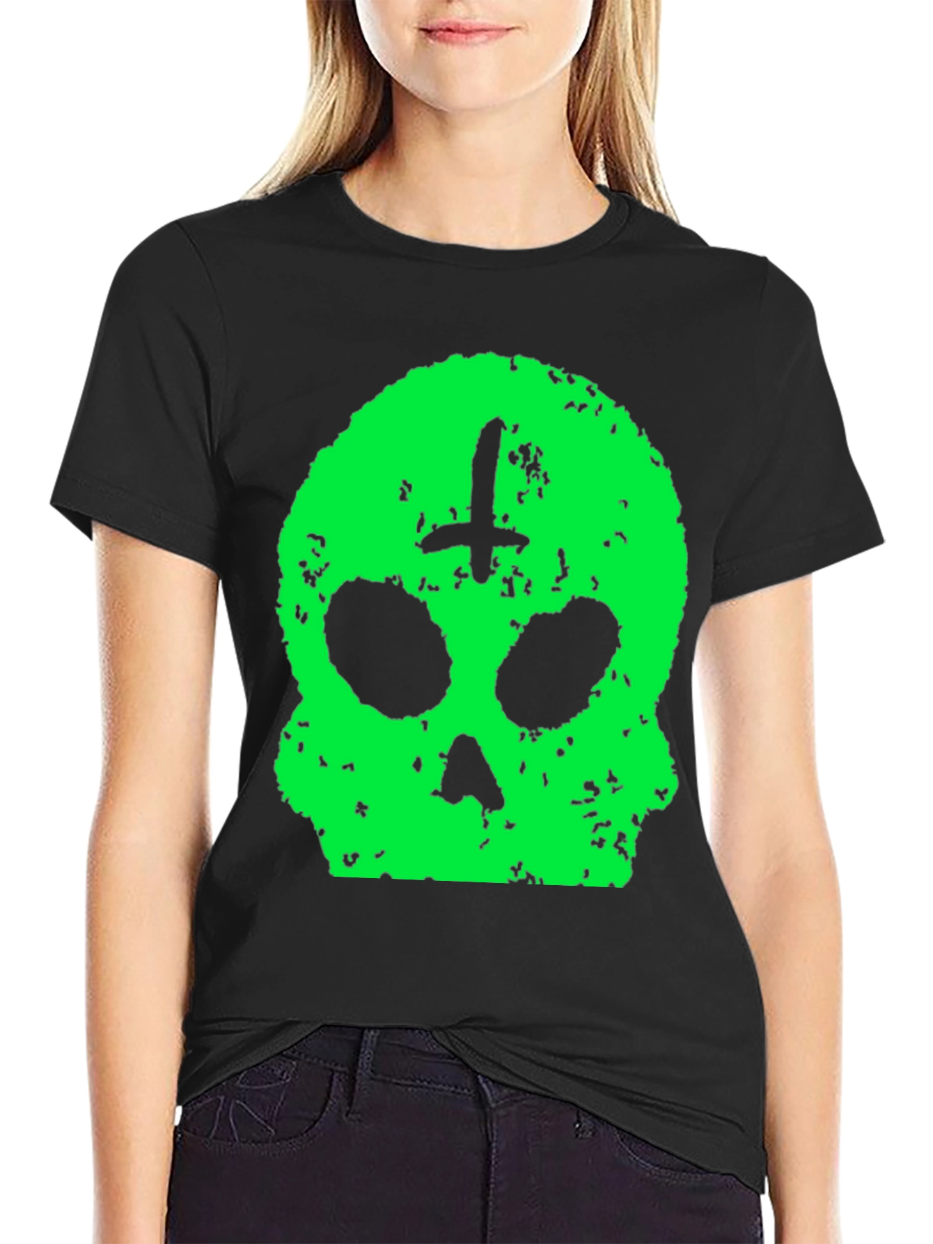 Skull & Cross T-Shirt - Green Graphic Print
