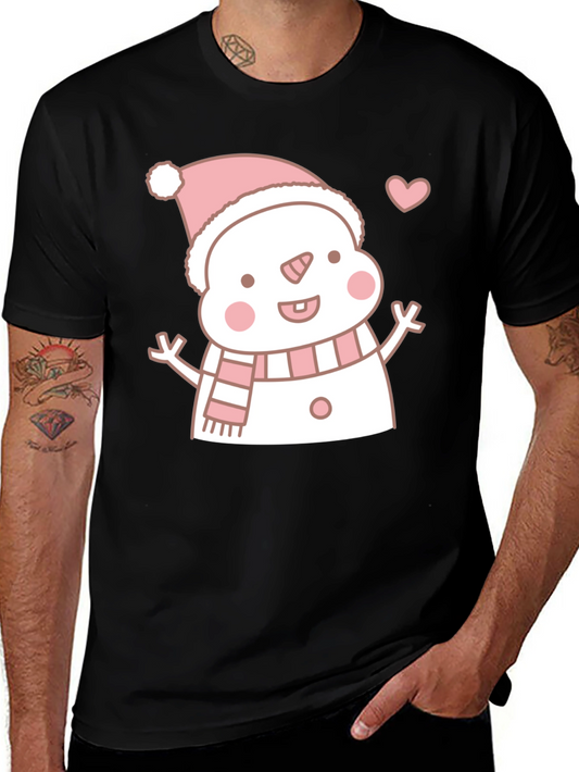 Cute Snowman Graphic Tee - Black T-Shirt