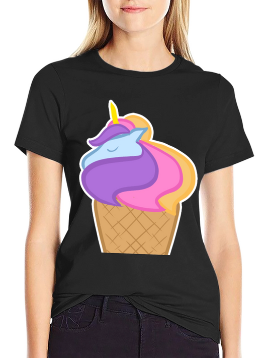 Unicorn Ice Cream Graphic Tee - Black Cotton Blend