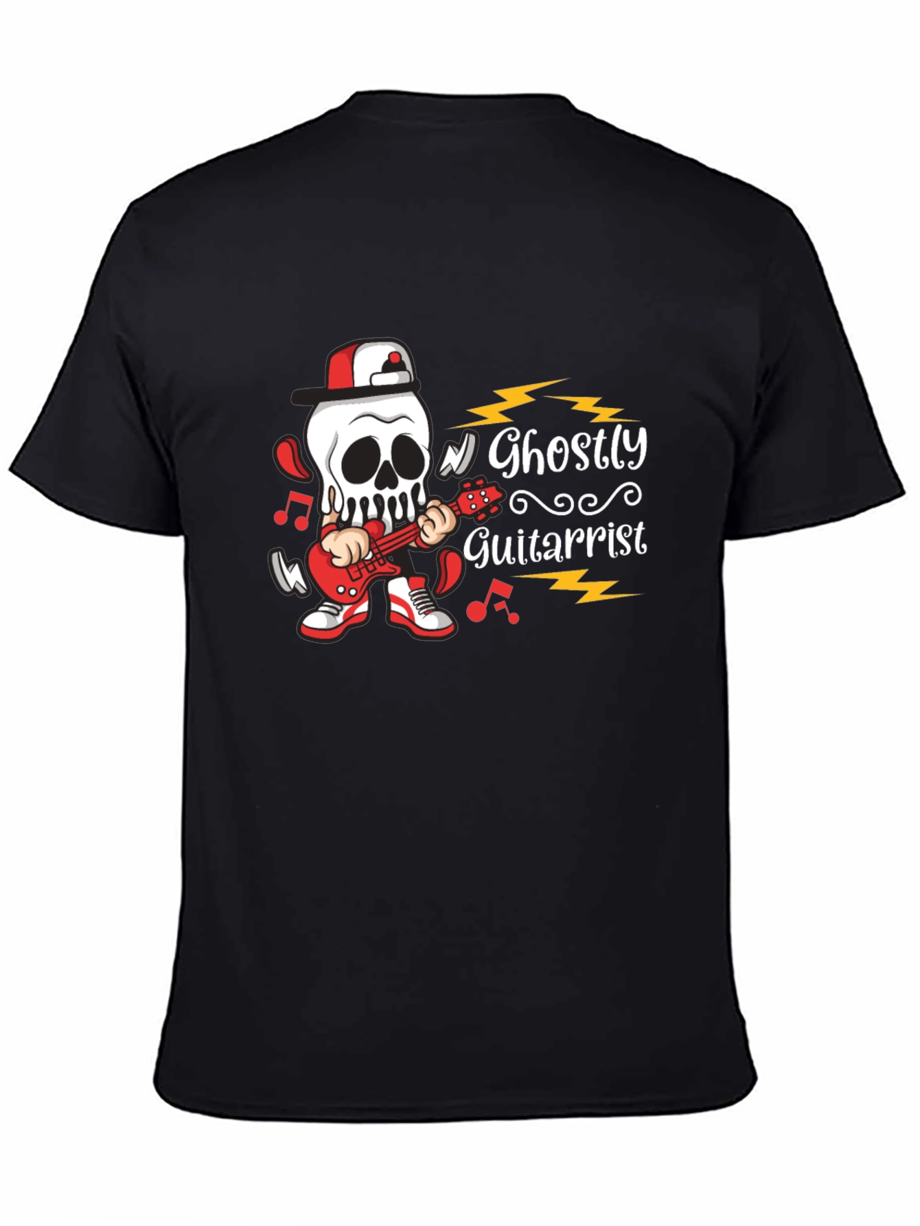 Ghostly Guitarist Graphic Tee - Rock Out in Style!
