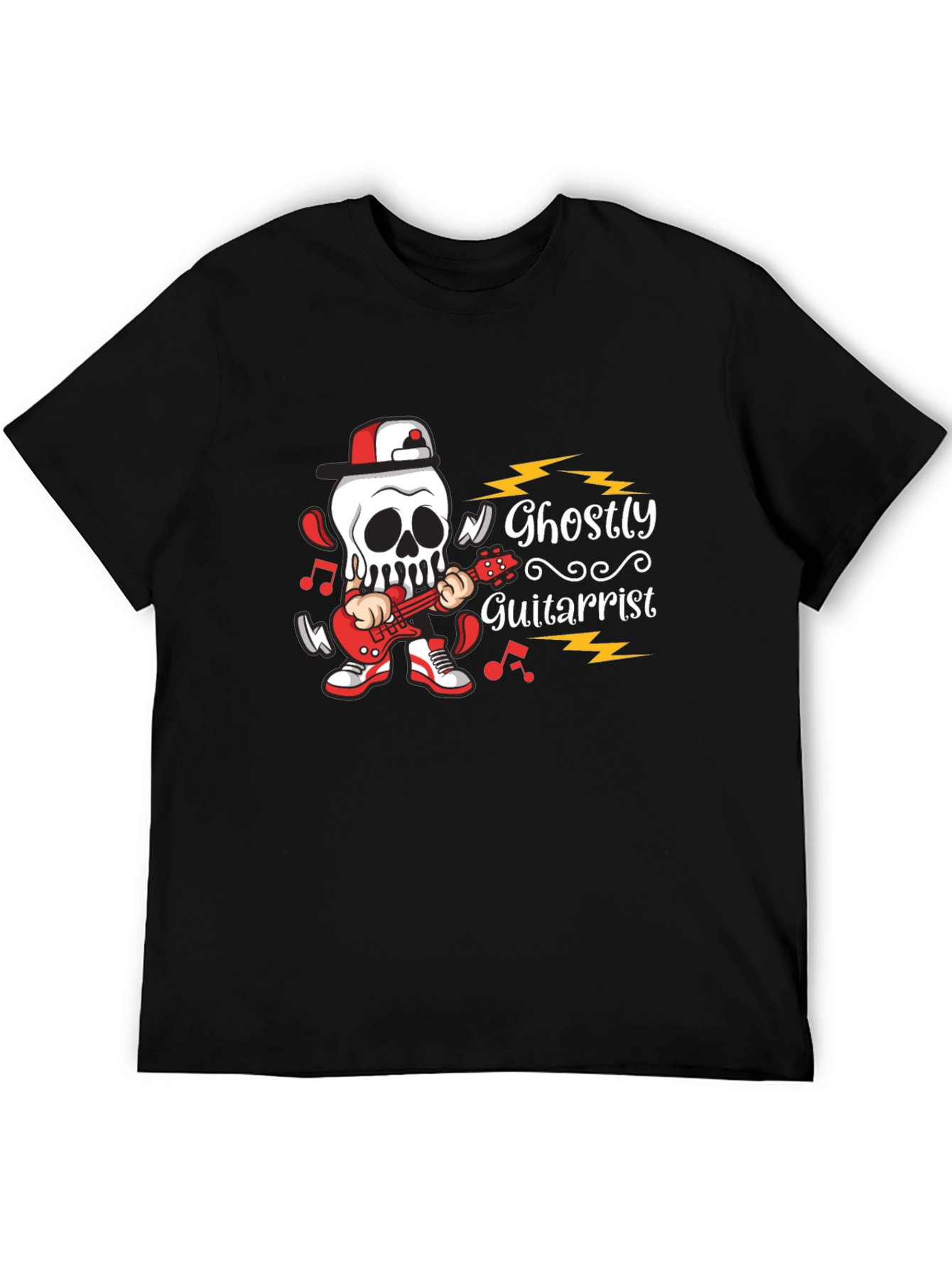 Ghostly Guitarist Graphic Tee - Rock Out in Style!