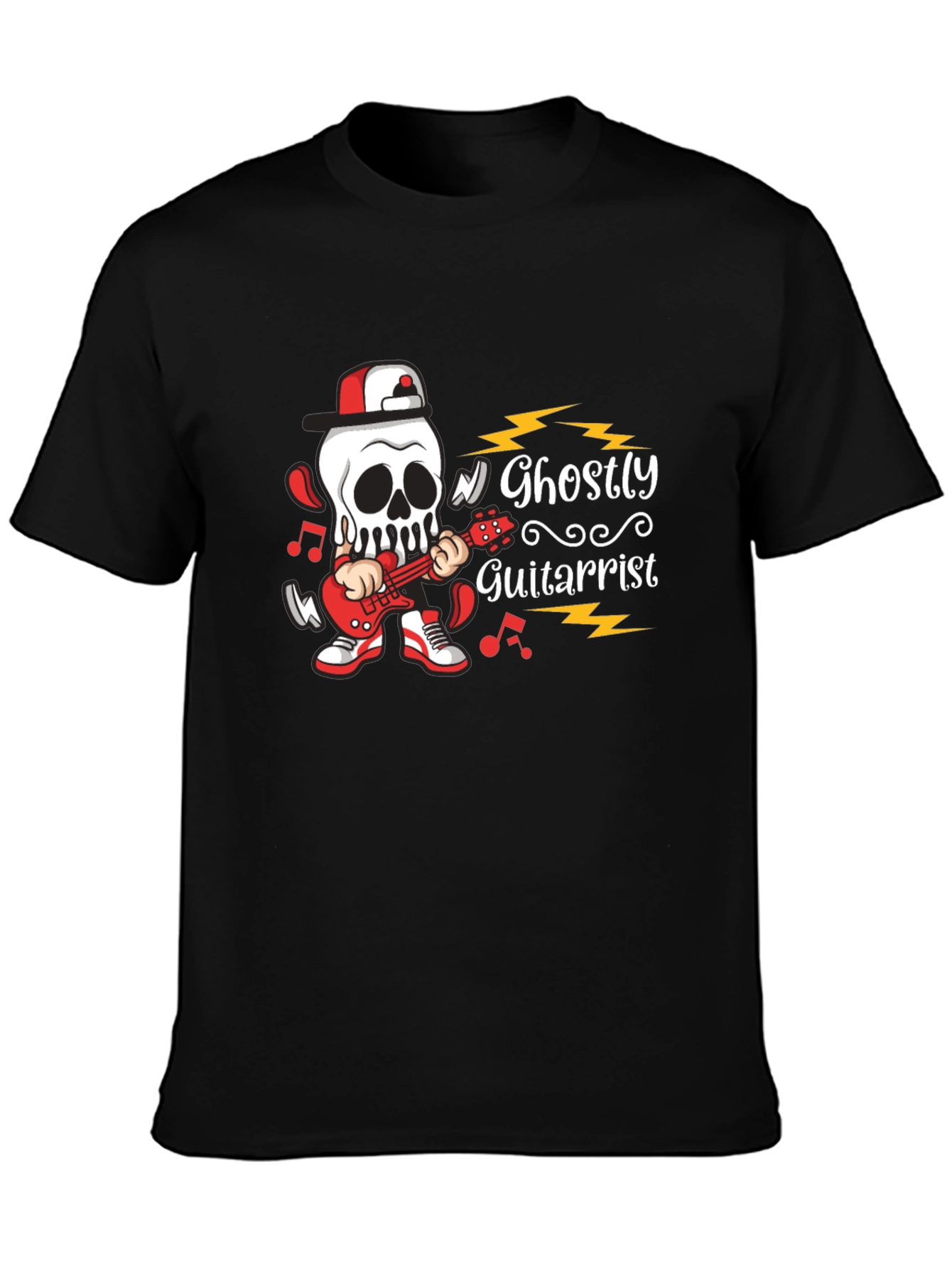 Ghostly Guitarist Graphic Tee - Rock Out in Style!