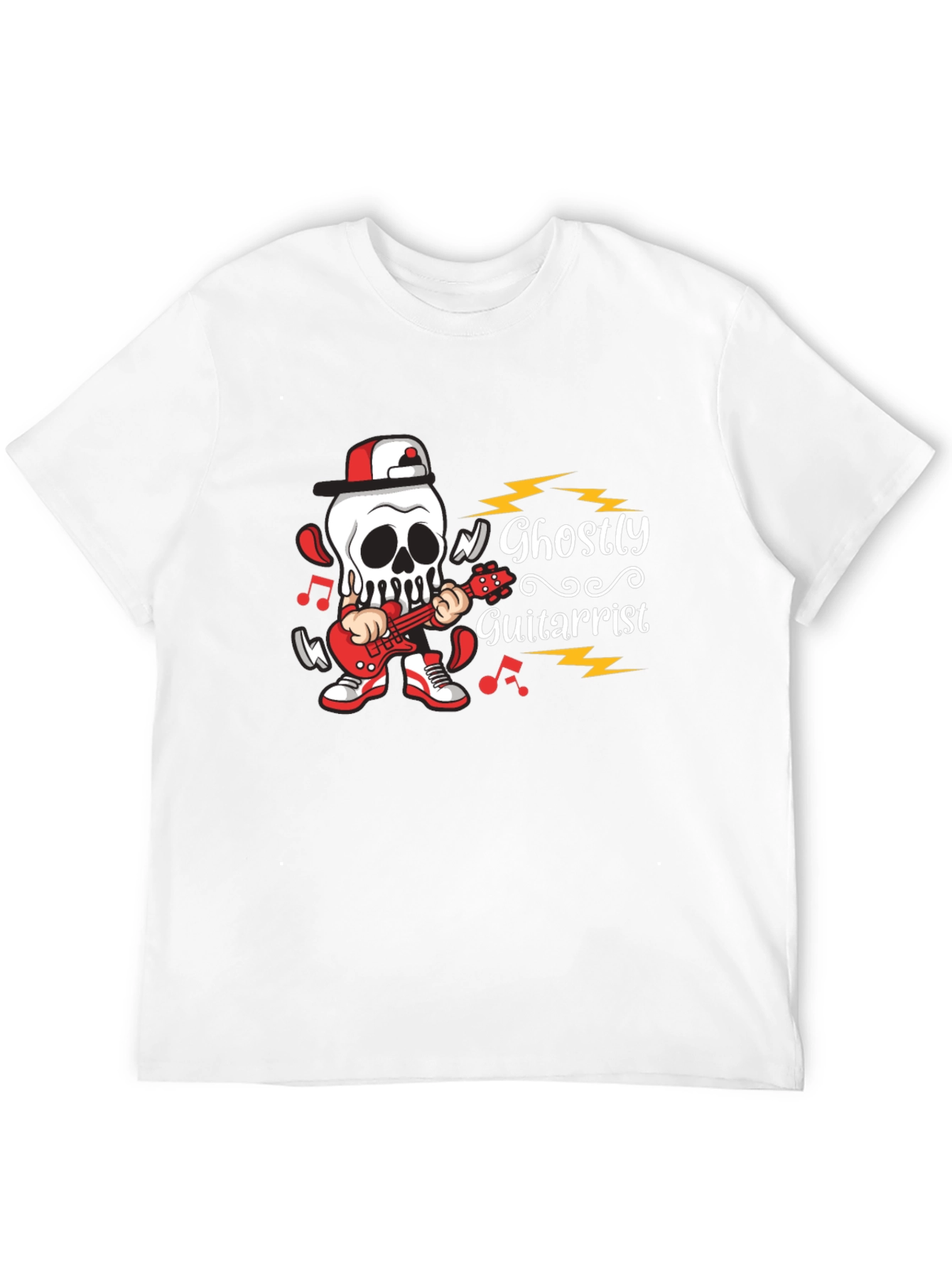 Ghostly Guitarist Graphic Tee - Rock Out in Style!