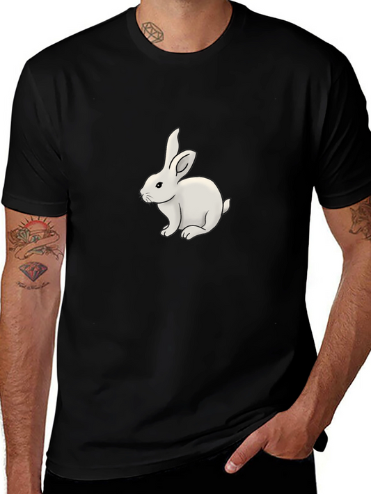 Black T-Shirt with White Bunny Design