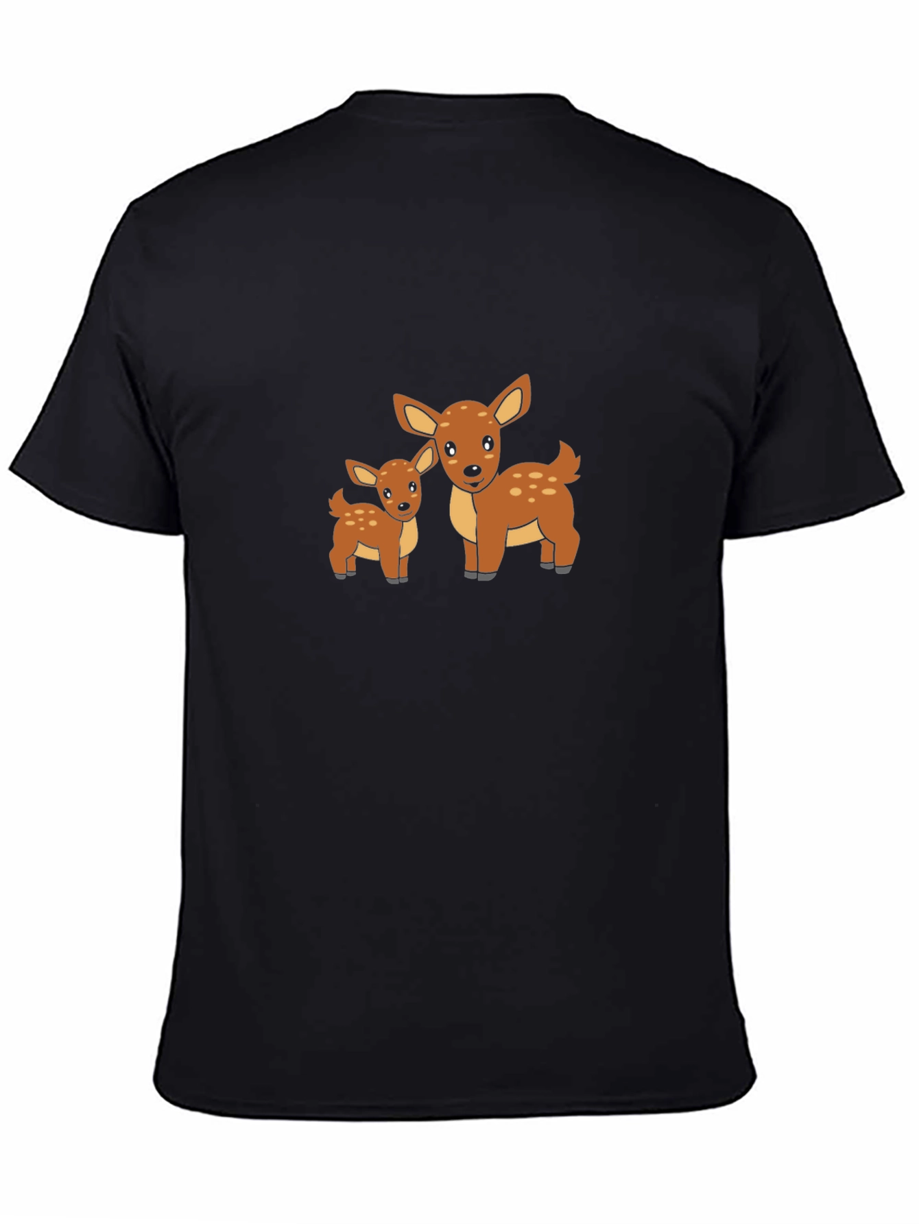 Deer Family Graphic Print Black T-Shirt