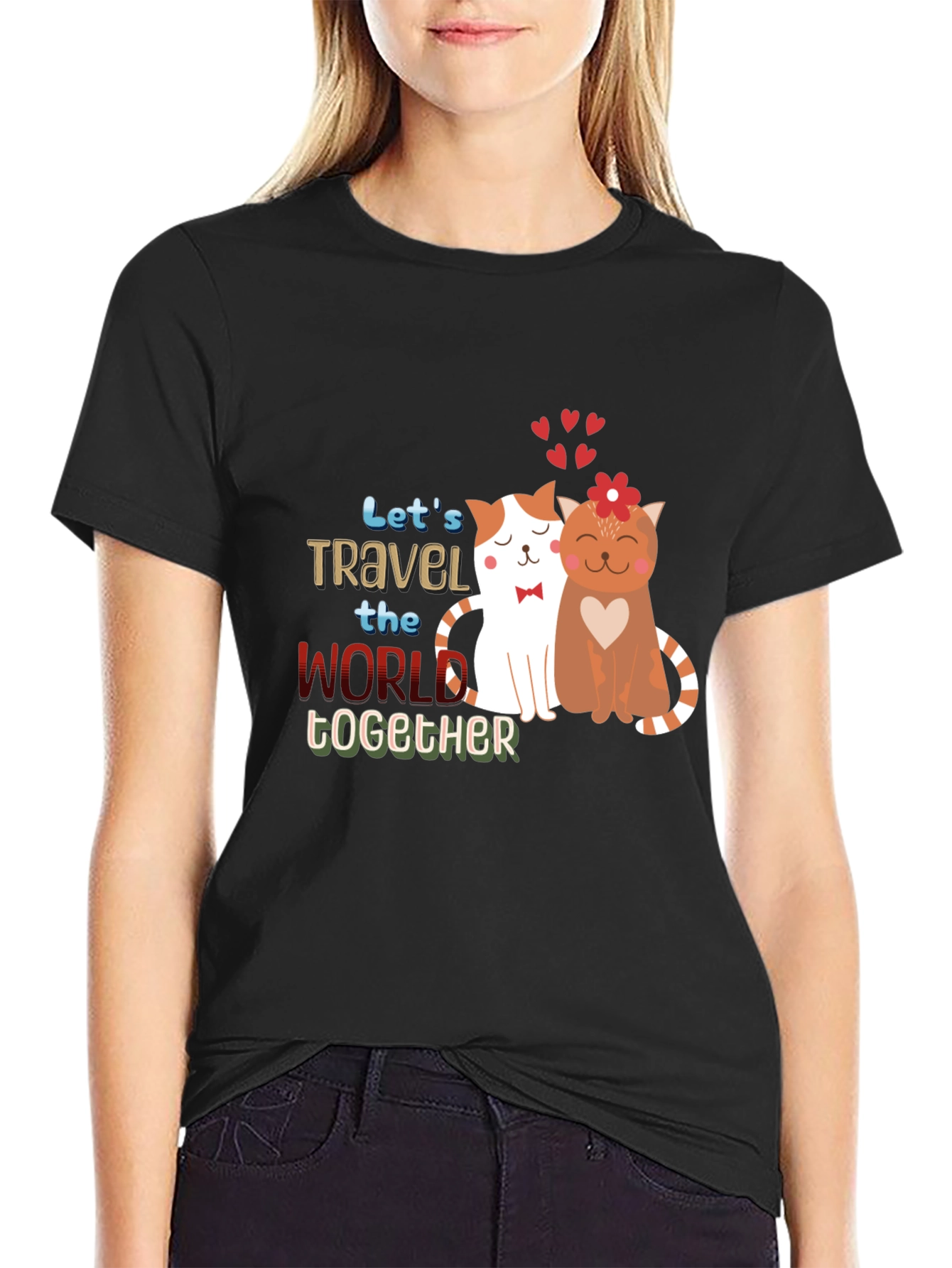 Lets Travel Together Cat Graphic Tee