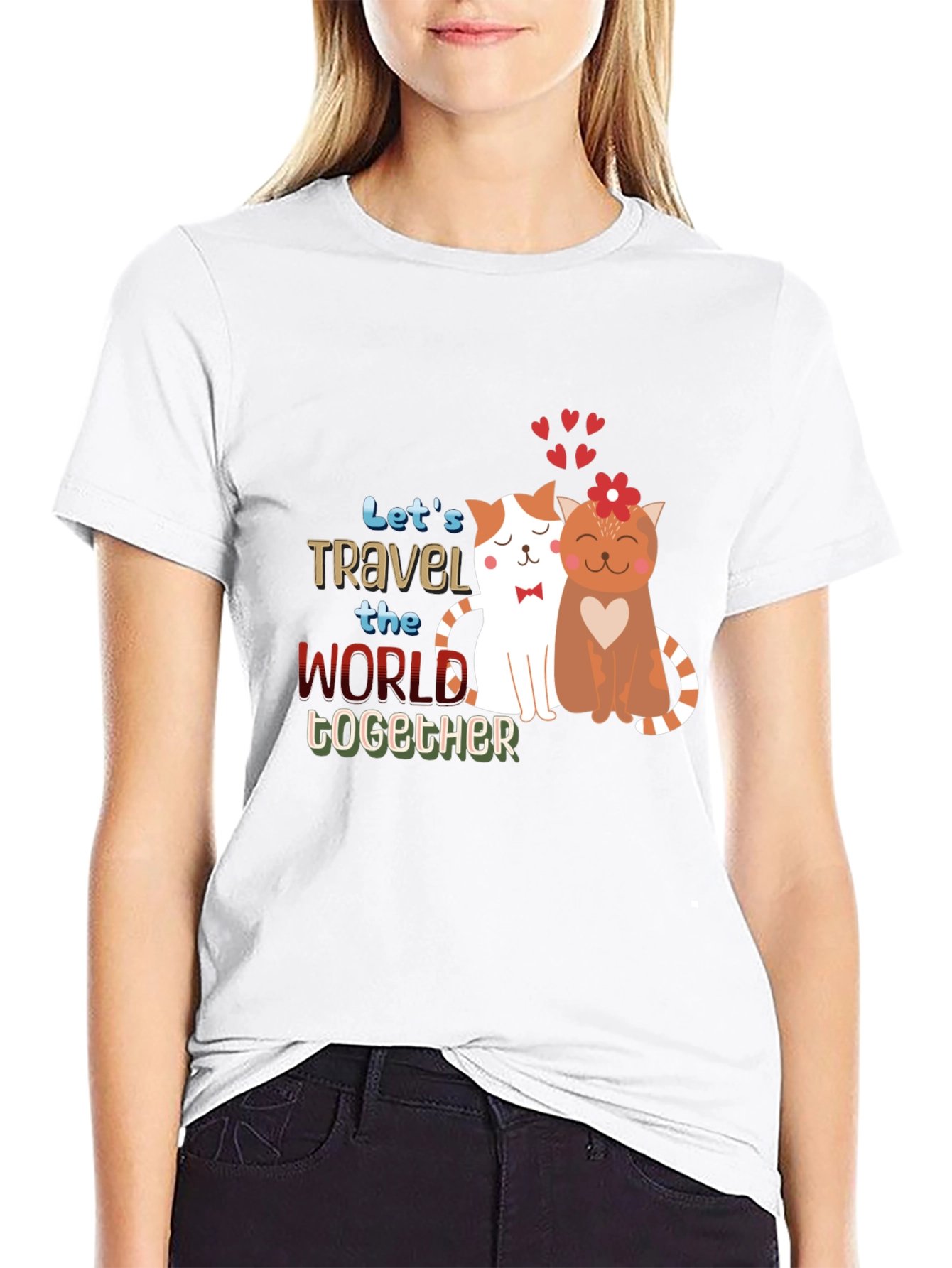 Lets Travel Together Cat Graphic Tee