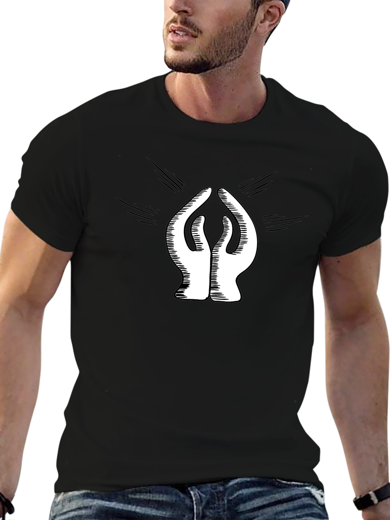 Modern Graphic Print Crew Neck T-Shirt