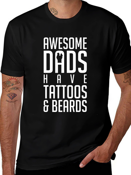 Awesome Dads Tattoo & Beard T-Shirt