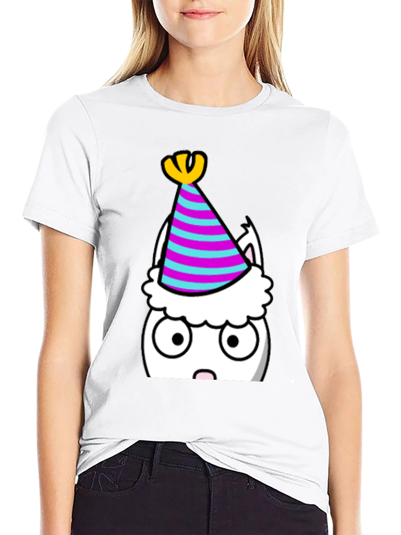 Party Cat T-Shirt - Black Cotton Graphic Tee