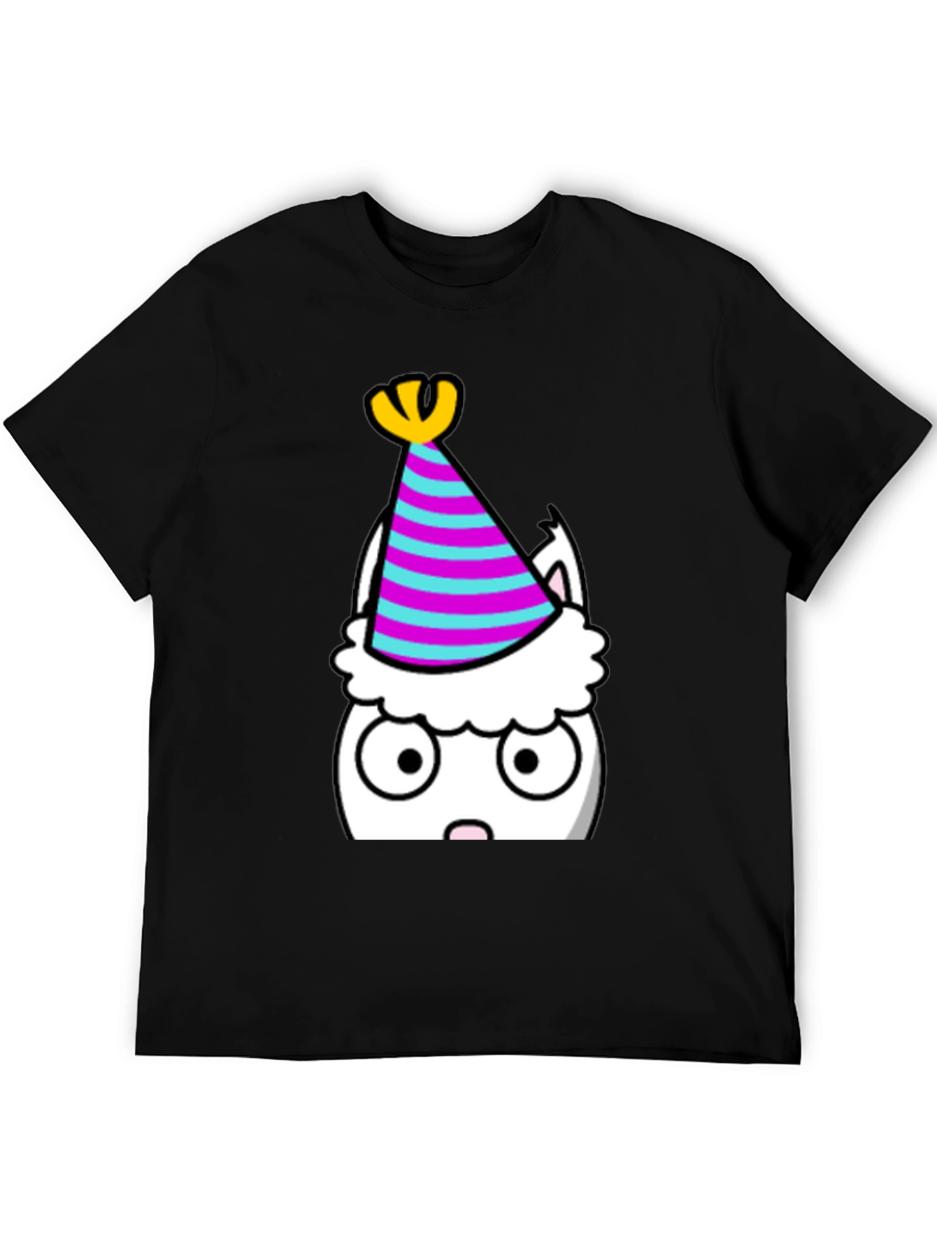 Party Cat T-Shirt - Black Cotton Graphic Tee