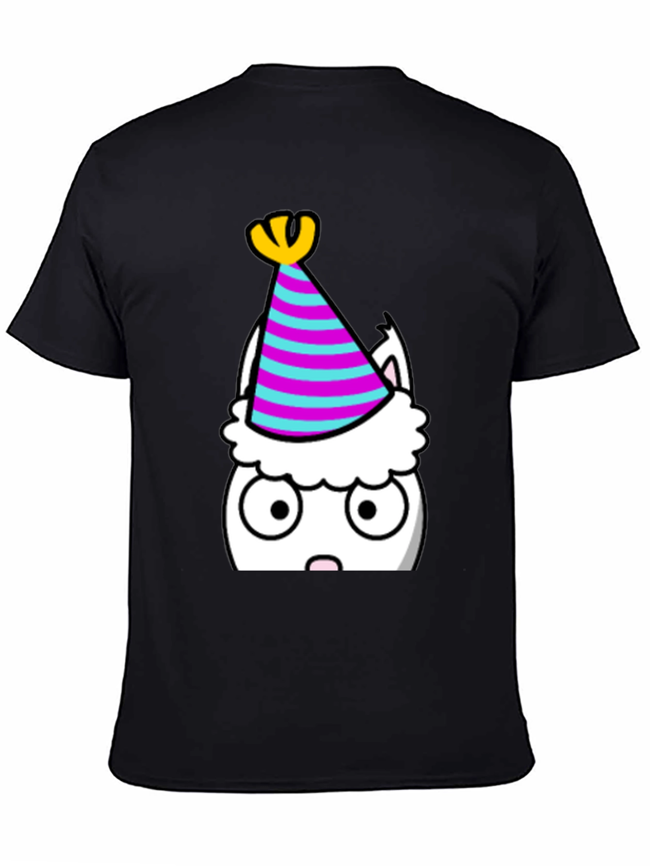 Party Cat T-Shirt - Black Cotton Graphic Tee