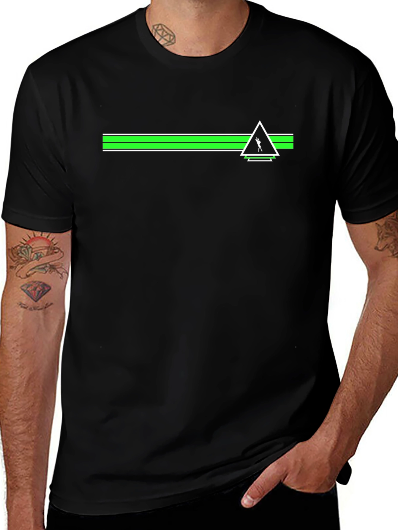 Retro Graphic Tee - Black with Green Accent