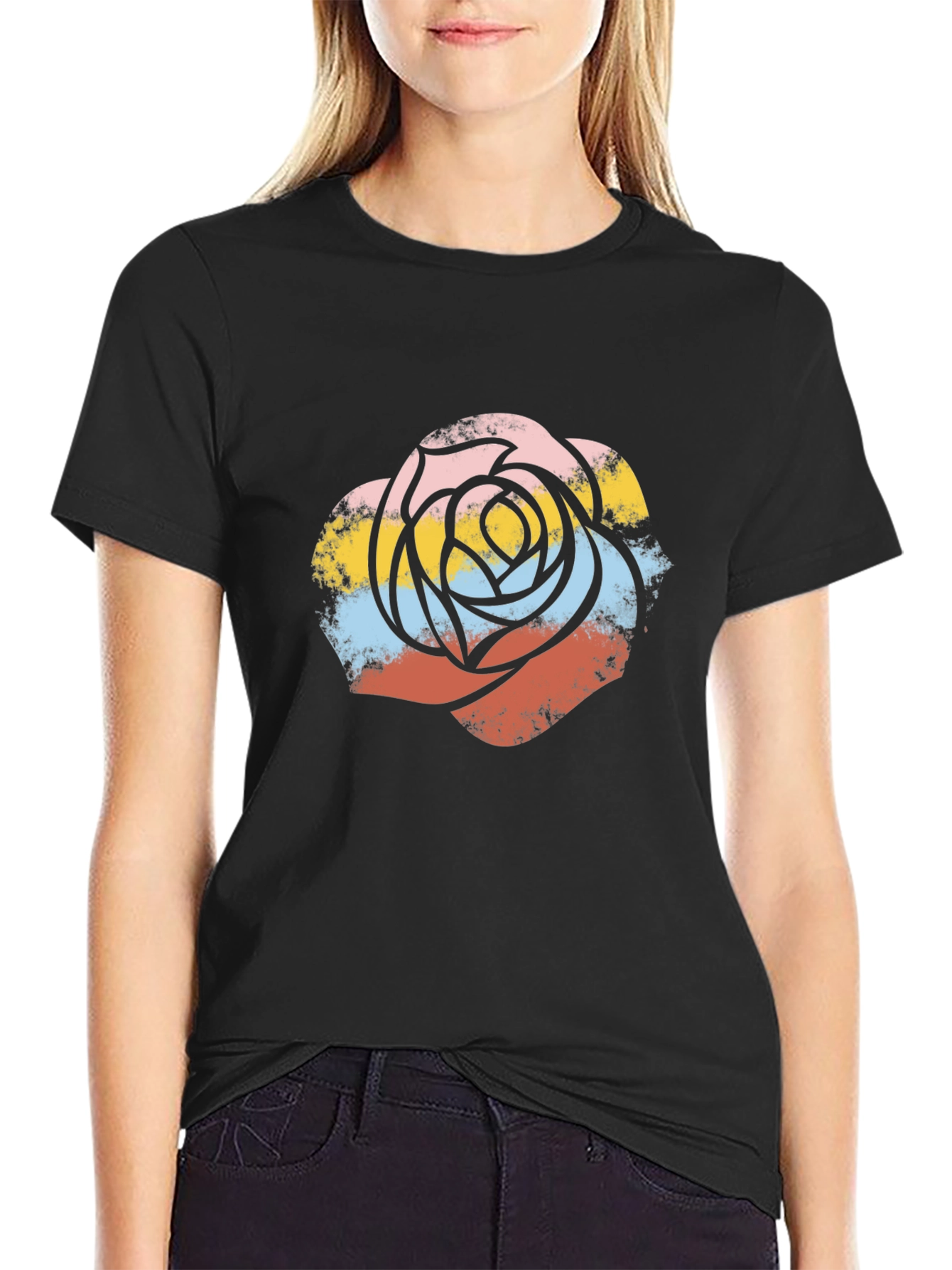Retro Rose Graphic Tee - Stylish Casual Wear