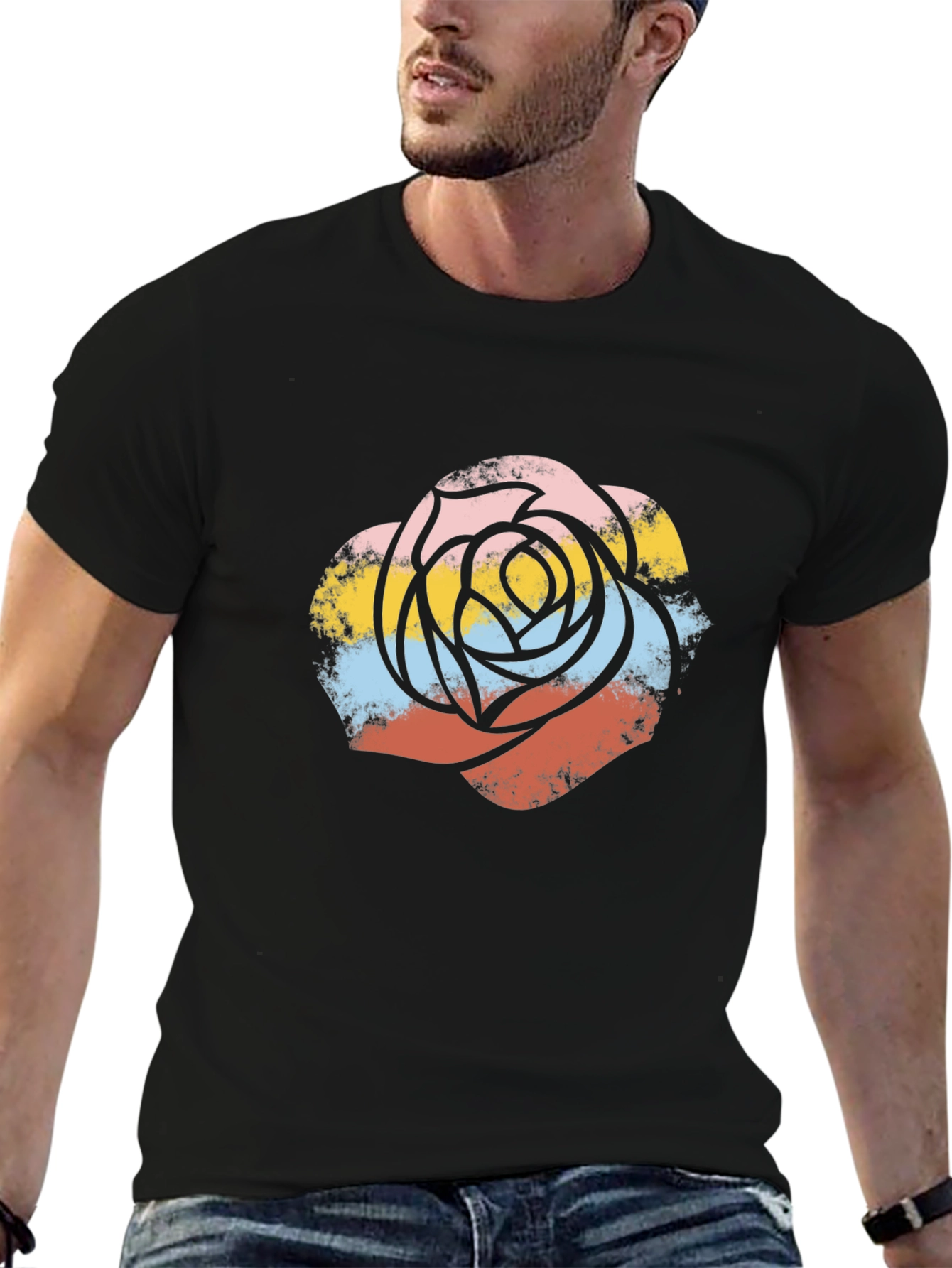 Retro Rose Graphic Tee - Stylish Casual Wear