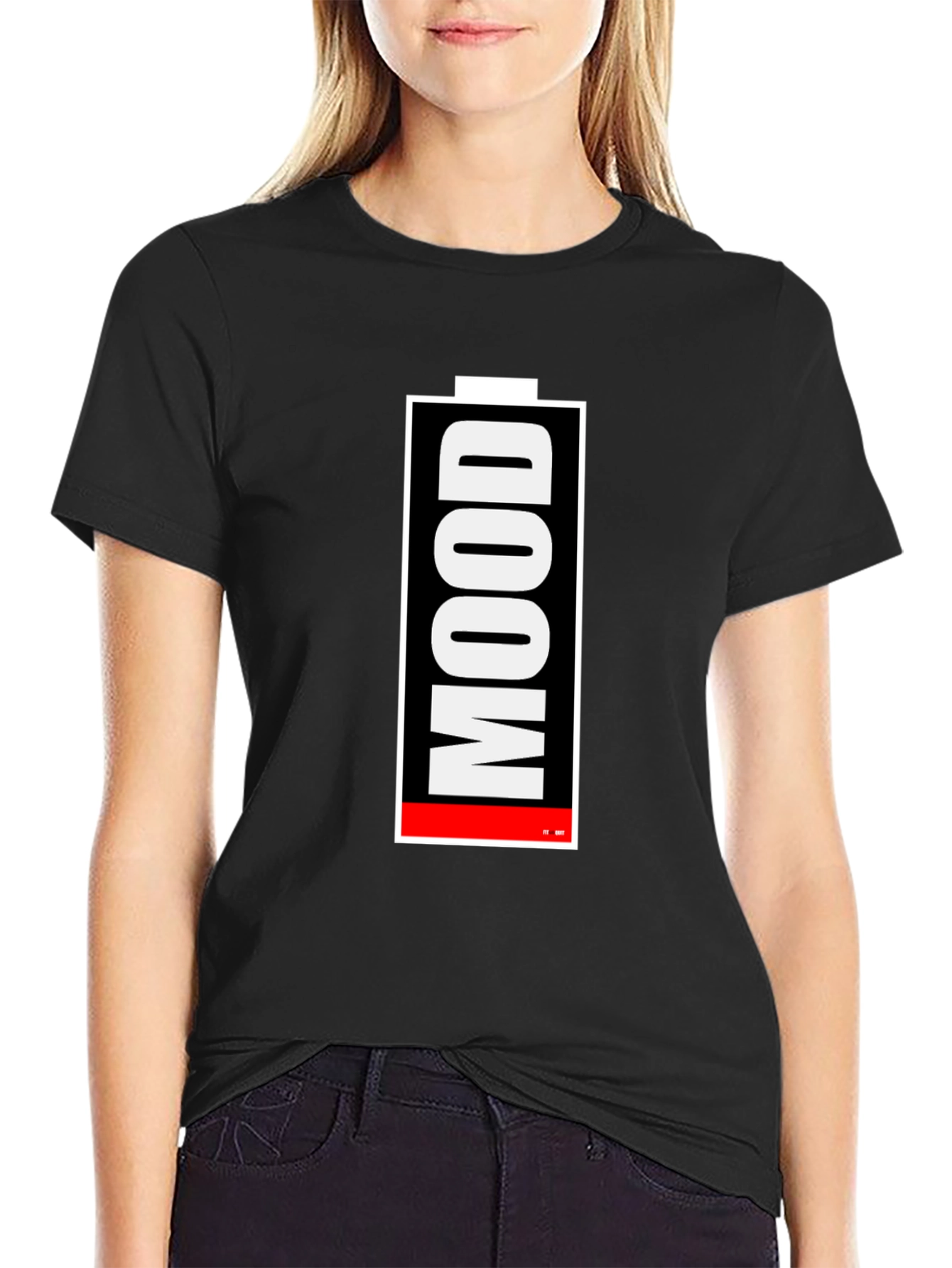 Mood Battery Graphic Tee - Black Cotton T-Shirt